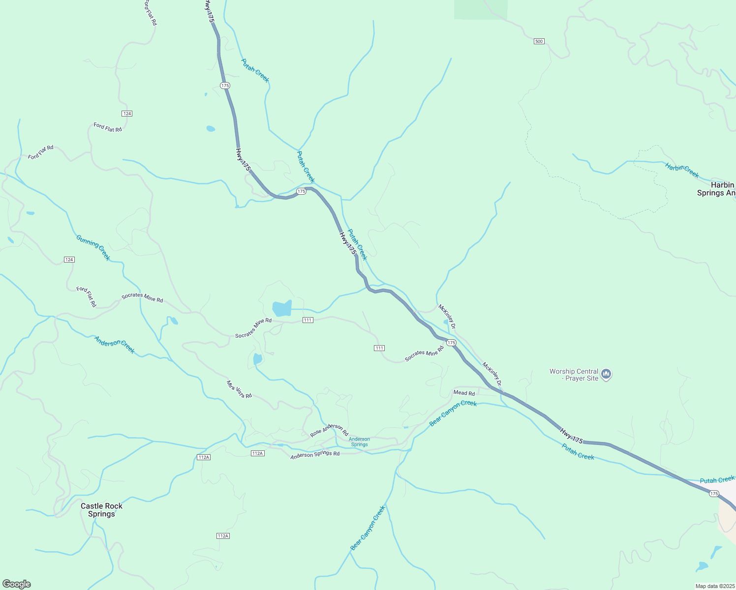 map of restaurants, bars, coffee shops, grocery stores, and more near 19075 Highway 175 in Middletown