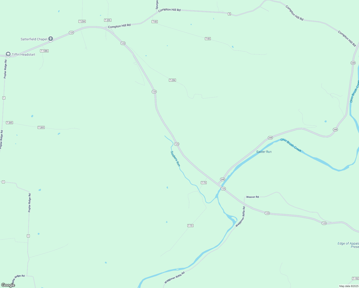 map of restaurants, bars, coffee shops, grocery stores, and more near 14142 Ohio 125 in West Union