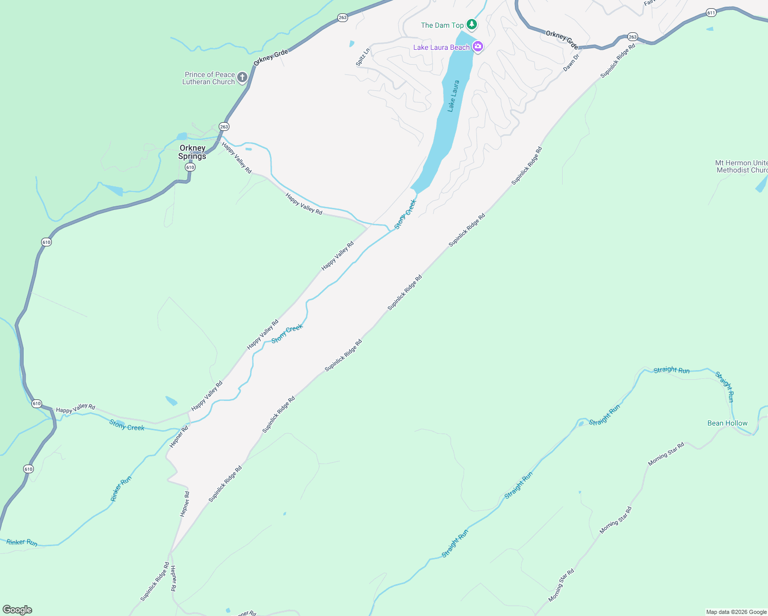 map of restaurants, bars, coffee shops, grocery stores, and more near 4049 Supinlick Ridge Road in Mount Jackson