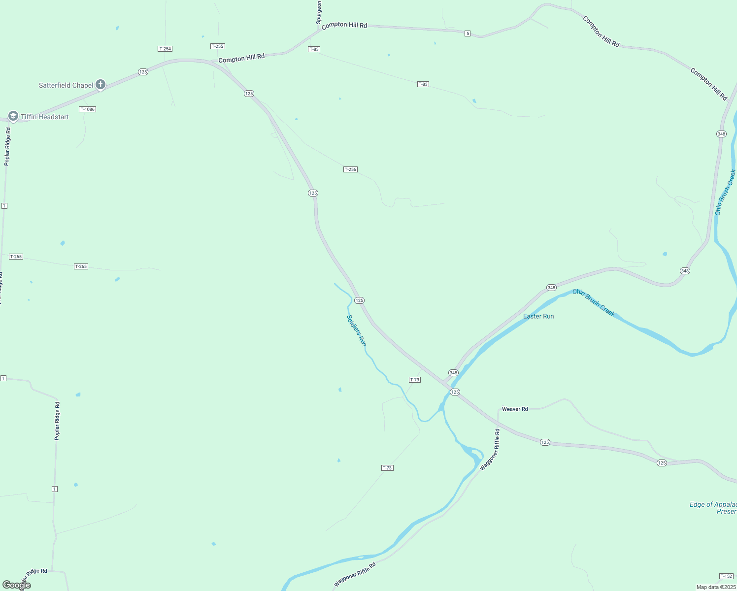 map of restaurants, bars, coffee shops, grocery stores, and more near 14142 Ohio 125 in West Union