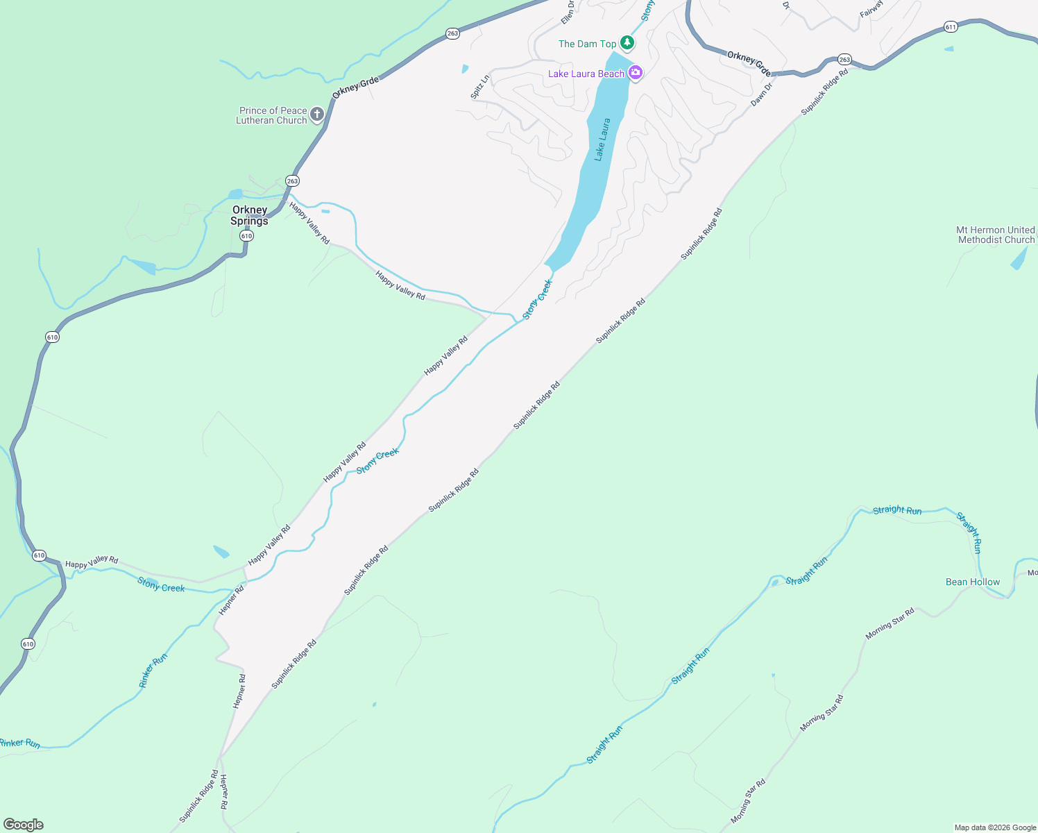 map of restaurants, bars, coffee shops, grocery stores, and more near 4049 Supinlick Ridge Road in Mount Jackson