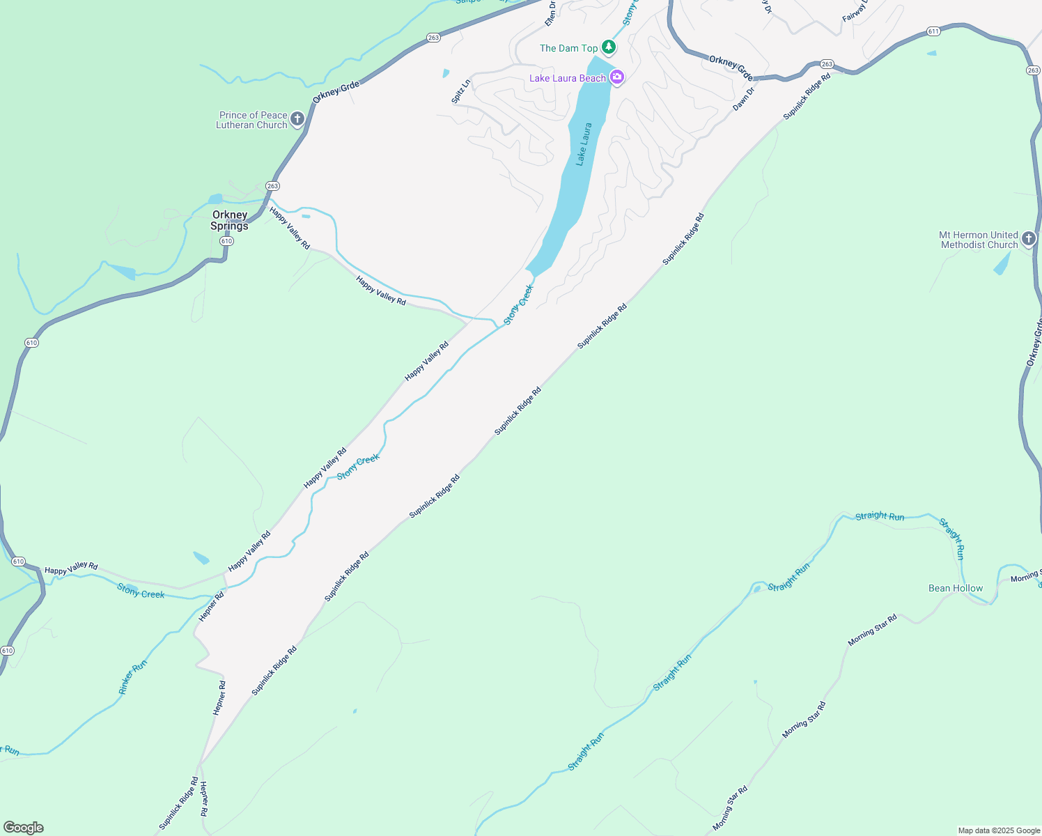 map of restaurants, bars, coffee shops, grocery stores, and more near 4164 Supinlick Ridge Road in Mount Jackson