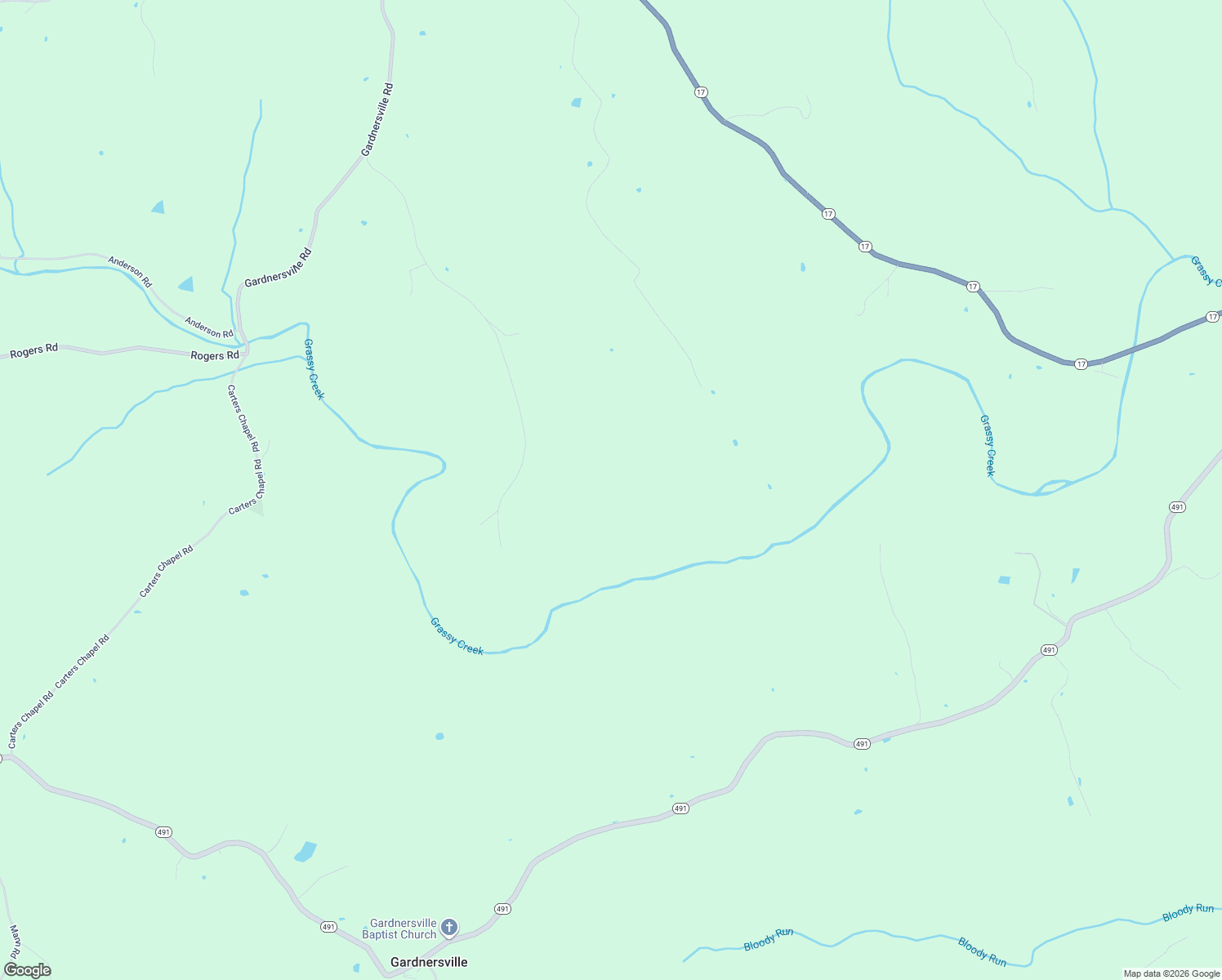 map of restaurants, bars, coffee shops, grocery stores, and more near 16476 Grassy Creek Road in DeMossville