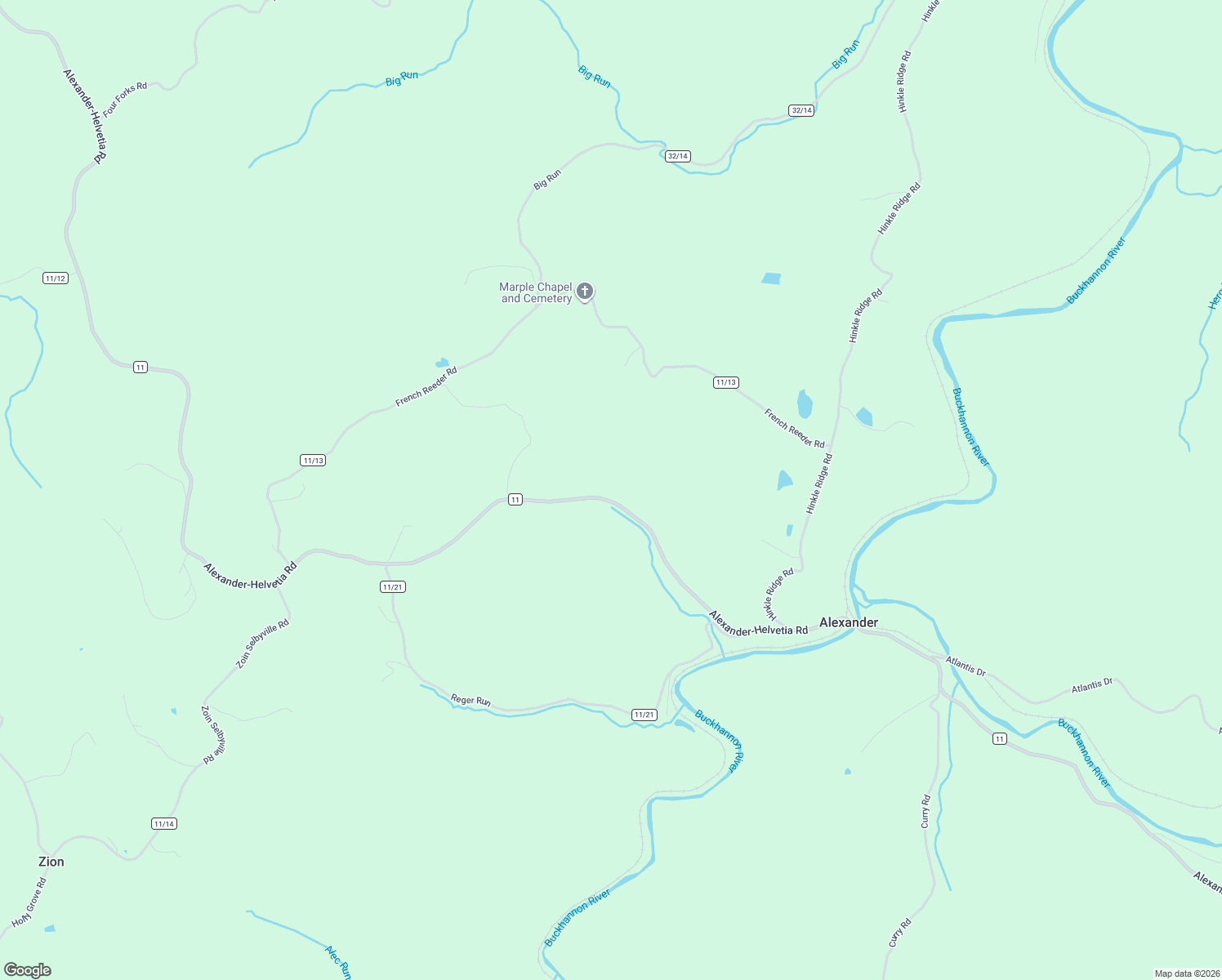 map of restaurants, bars, coffee shops, grocery stores, and more near Alexander-Helvetia Road in Rock Cave