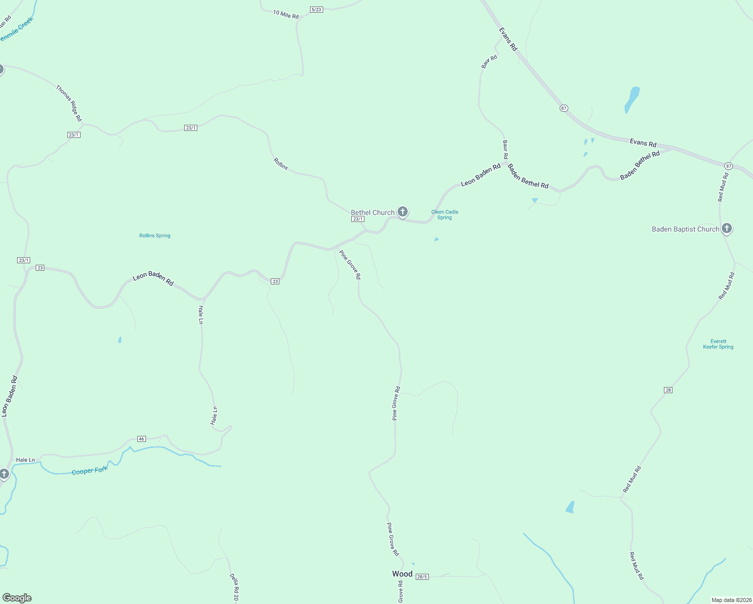 map of restaurants, bars, coffee shops, grocery stores, and more near 555 Pine Grove Road in Leon