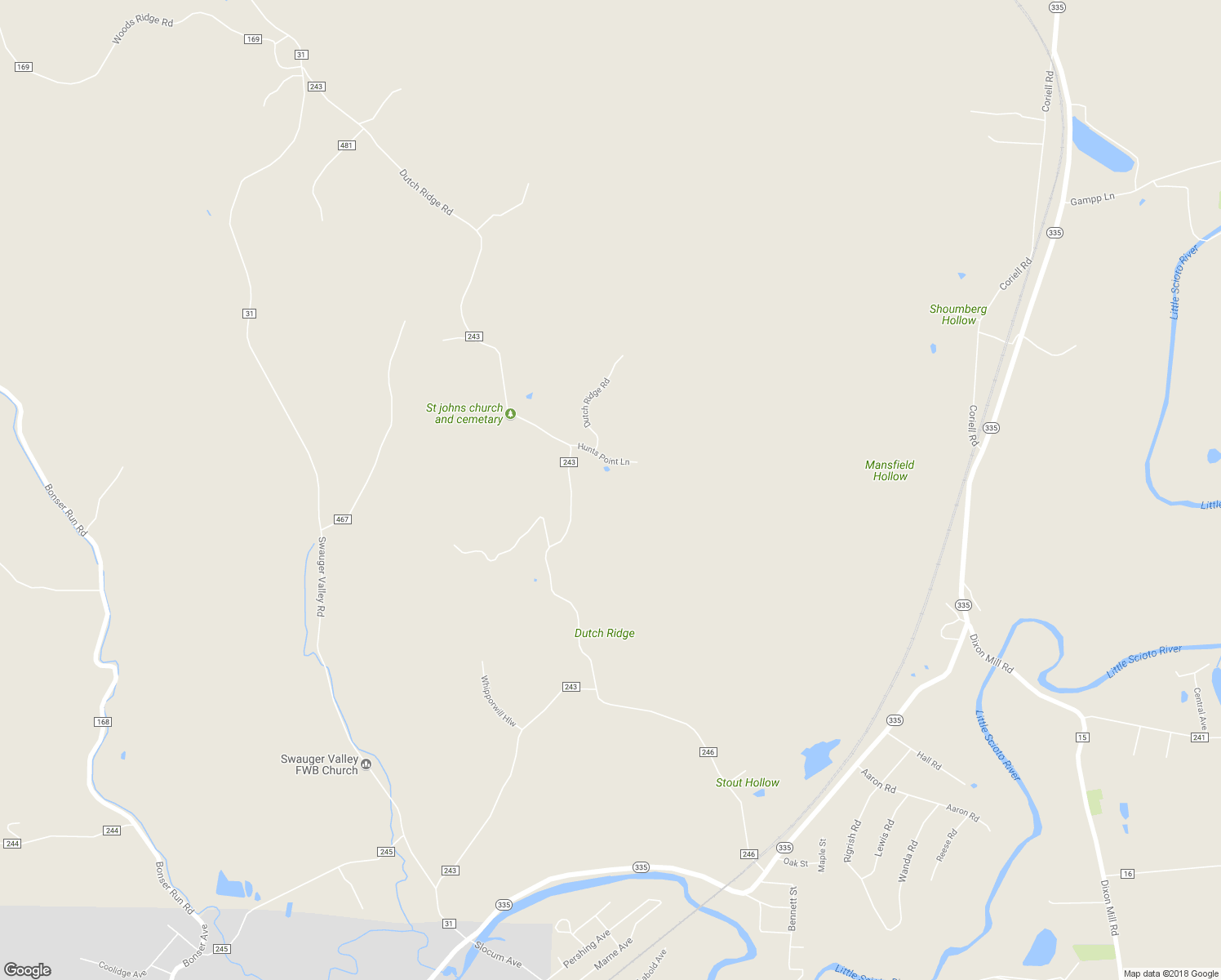 map of restaurants, bars, coffee shops, grocery stores, and more near 1564 Dutch Ridge Road in Portsmouth