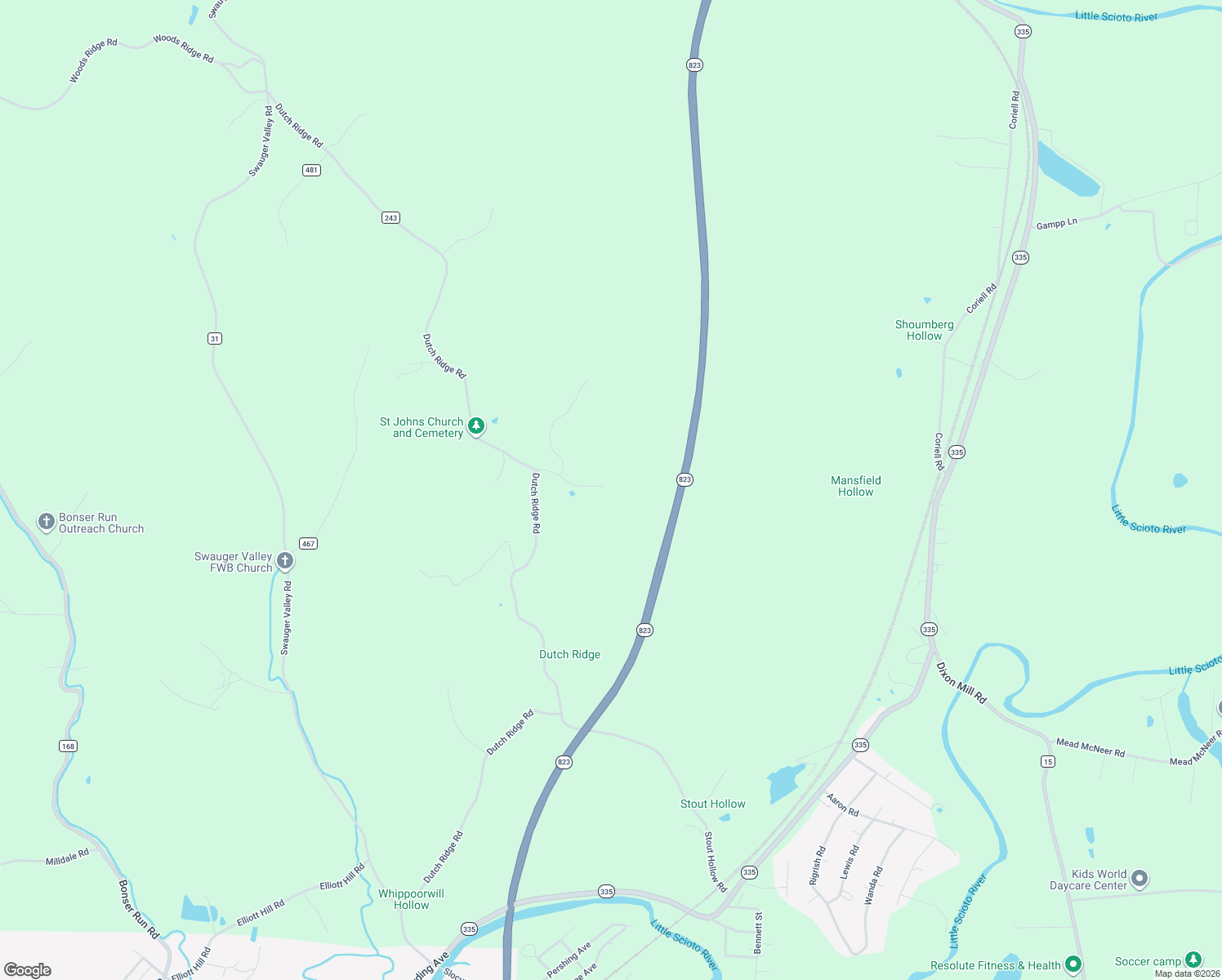 map of restaurants, bars, coffee shops, grocery stores, and more near 1564 Dutch Ridge Road in Portsmouth