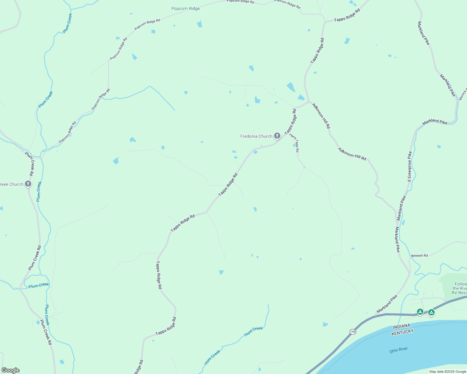 map of restaurants, bars, coffee shops, grocery stores, and more near 7568 Tapps Ridge Road in Vevay