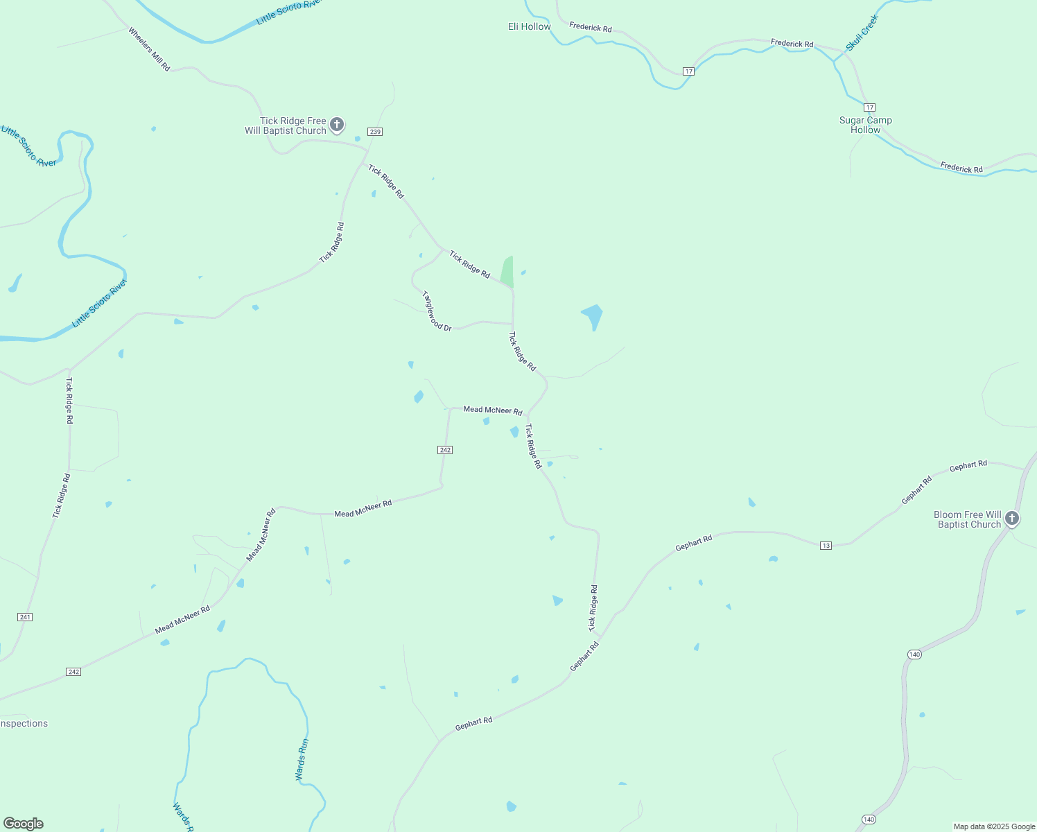 map of restaurants, bars, coffee shops, grocery stores, and more near 2362 Mead McNeer Road in Wheelersburg