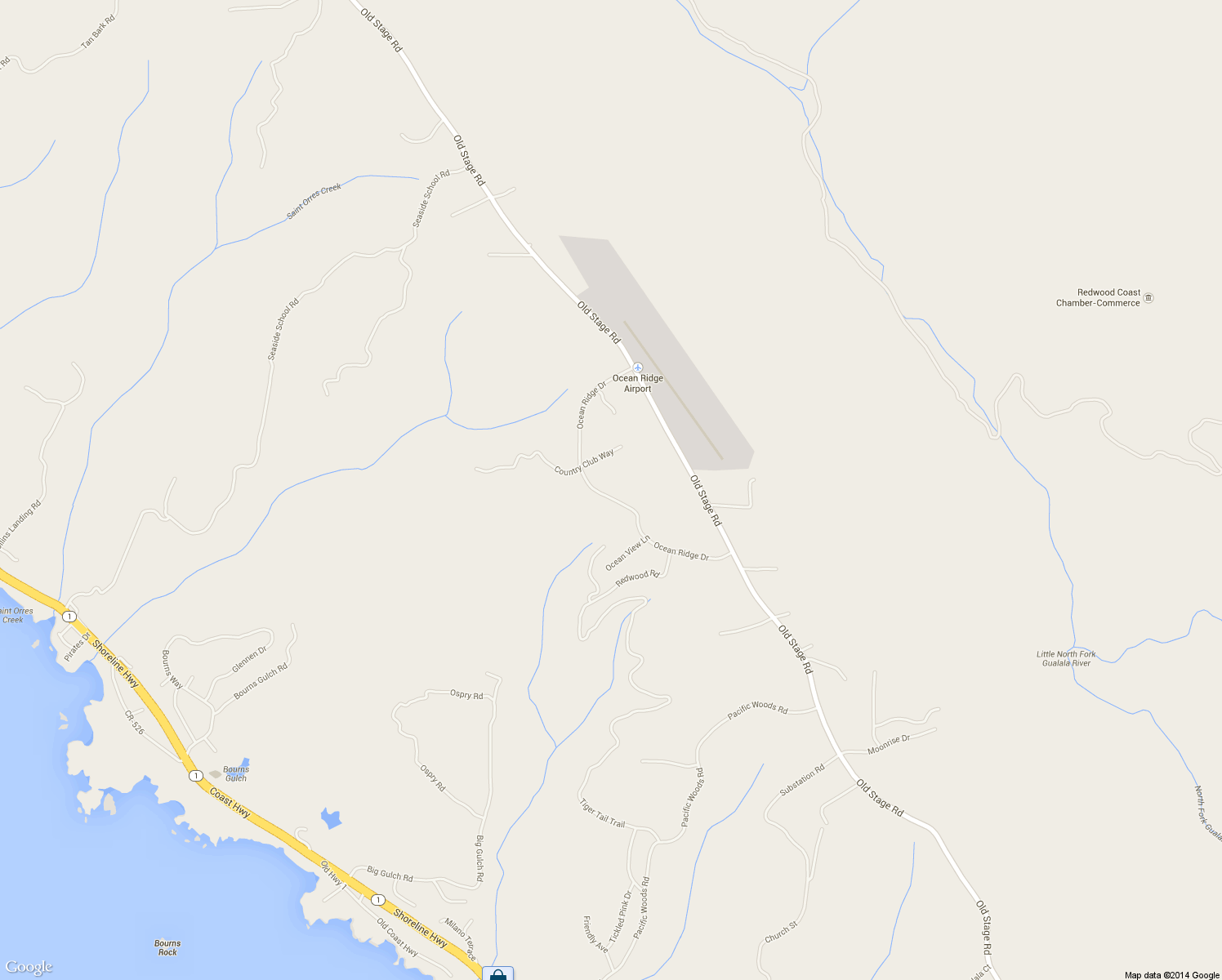 map of restaurants, bars, coffee shops, grocery stores, and more near 38051 Ocean Ridge Drive in Gualala