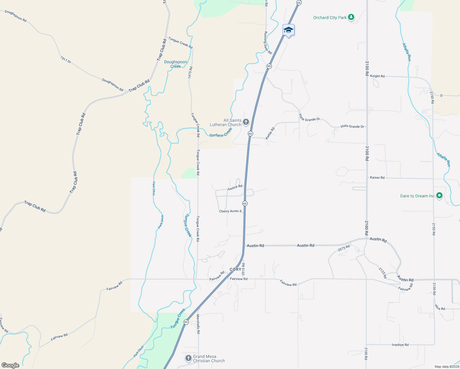 map of restaurants, bars, coffee shops, grocery stores, and more near Kremmling Road in Orchard City