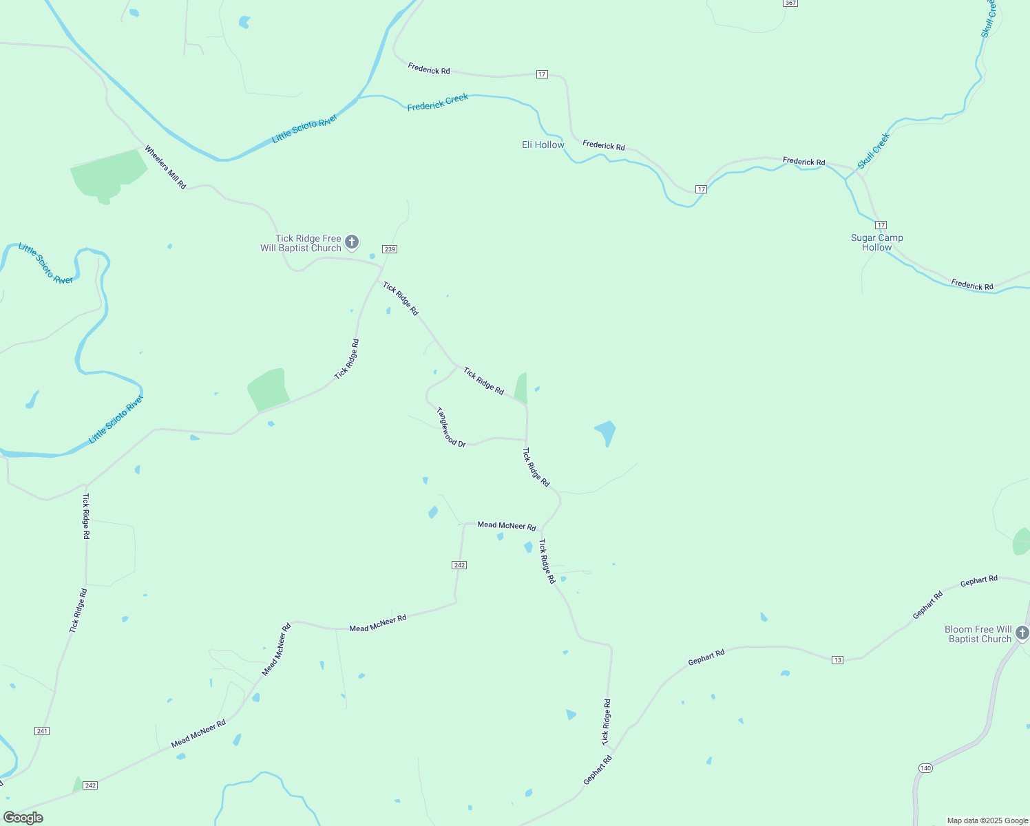 map of restaurants, bars, coffee shops, grocery stores, and more near 3940 Tick Ridge Road in Wheelersburg