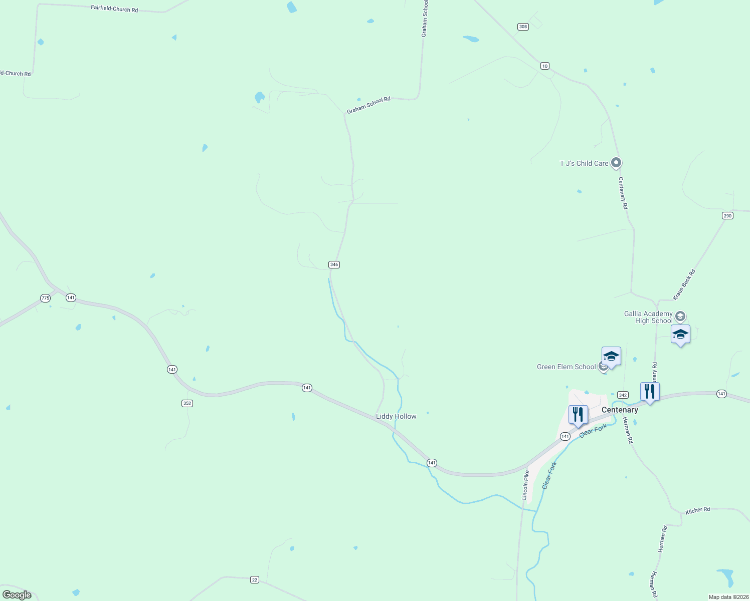 map of restaurants, bars, coffee shops, grocery stores, and more near in Centenary