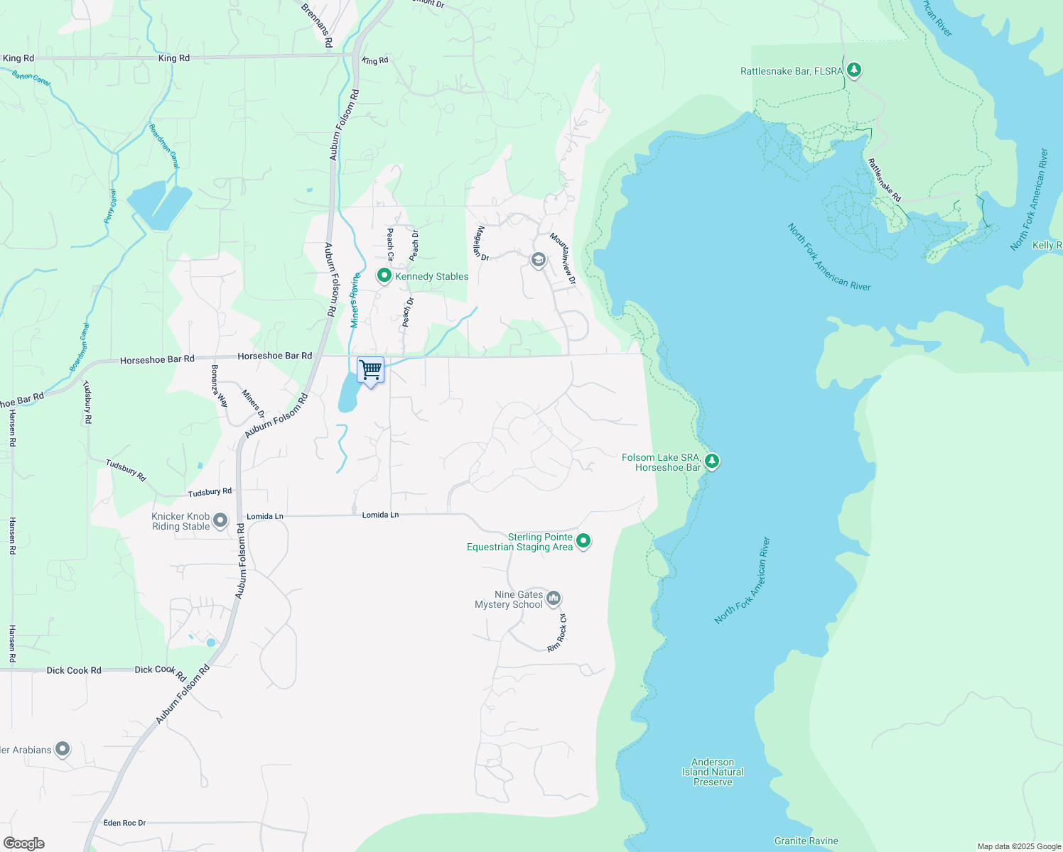 map of restaurants, bars, coffee shops, grocery stores, and more near 4214 Burgundy Court in Loomis