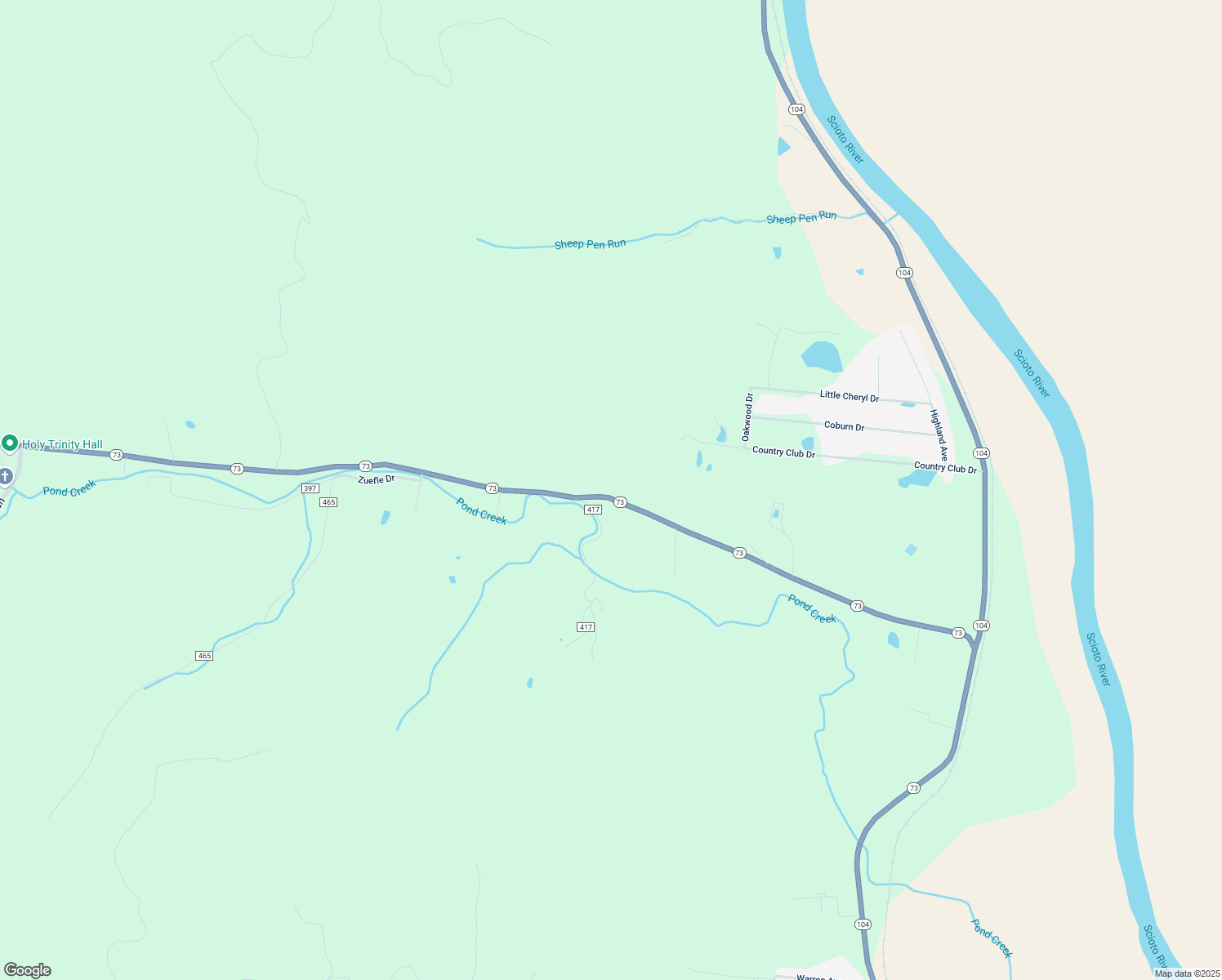 map of restaurants, bars, coffee shops, grocery stores, and more near 19213 Ohio 73 in McDermott