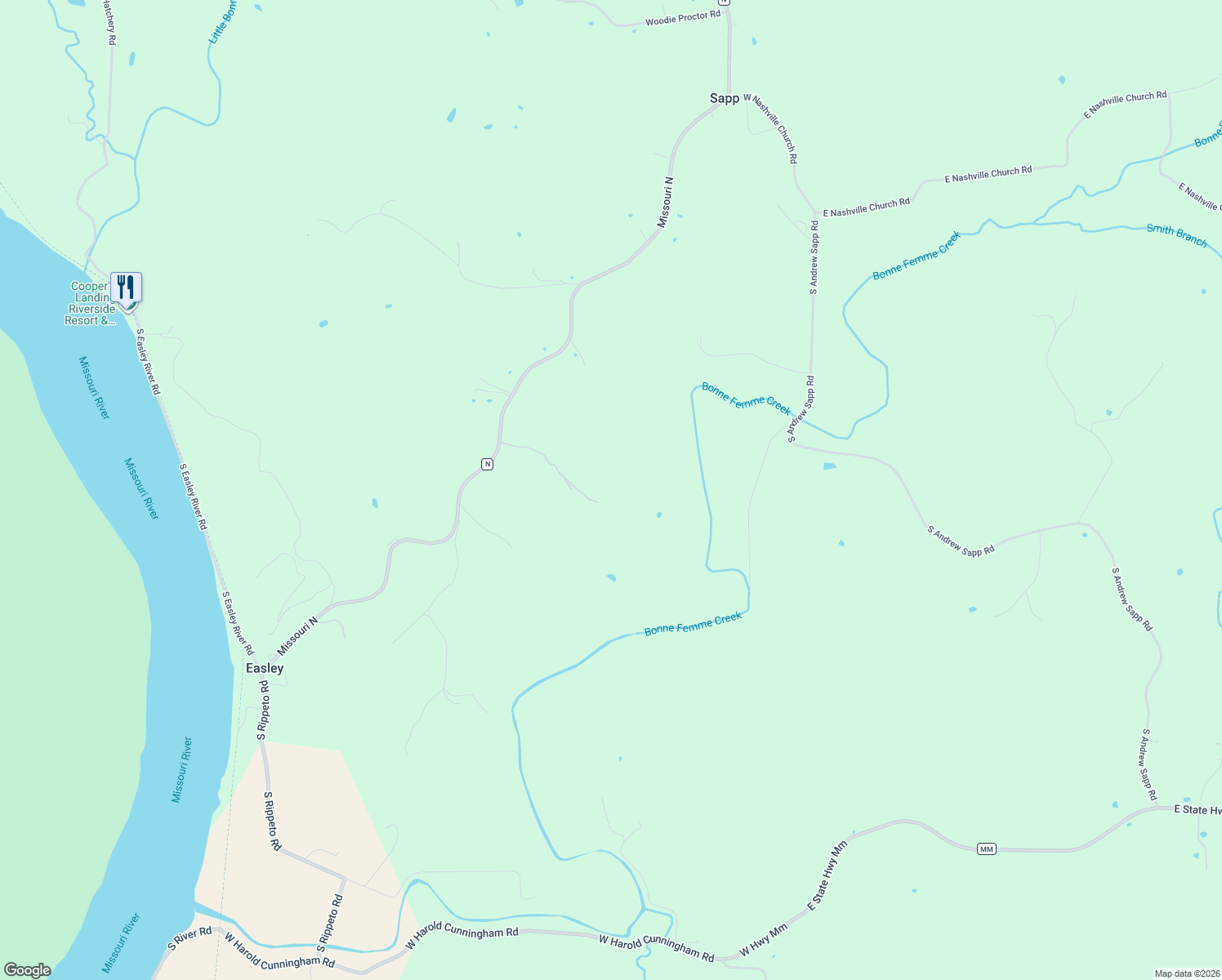 map of restaurants, bars, coffee shops, grocery stores, and more near 11950 Missouri North in Columbia