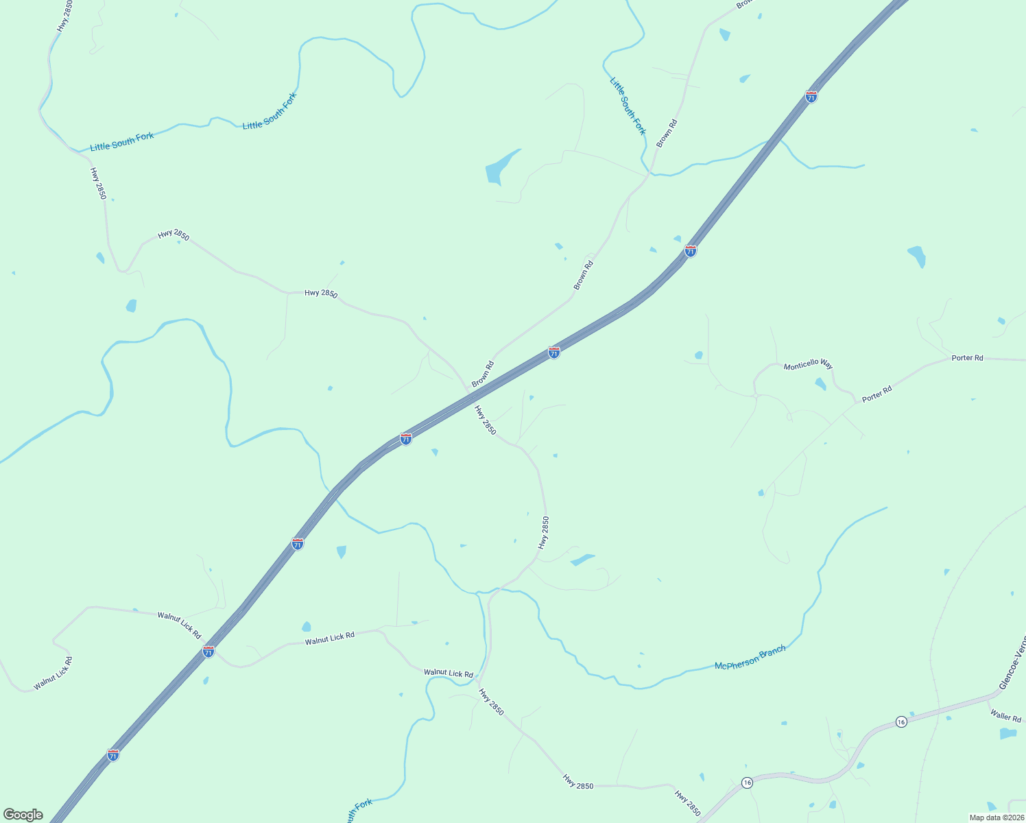 map of restaurants, bars, coffee shops, grocery stores, and more near 2525 Highway 2850 in Verona