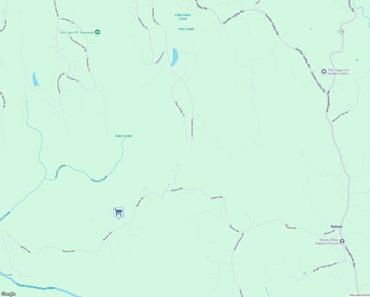 map of restaurants, bars, coffee shops, grocery stores, and more near 6459 Pikes Peak Circle in Garden Valley