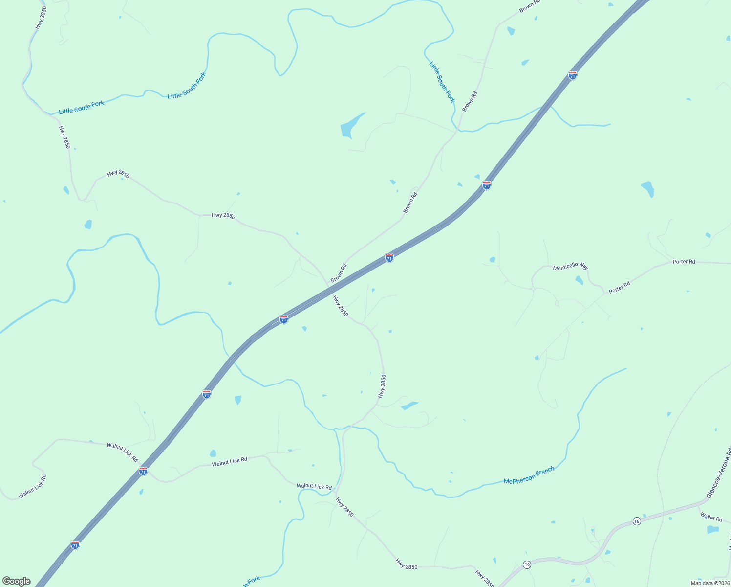 map of restaurants, bars, coffee shops, grocery stores, and more near 2525 Highway 2850 in Verona