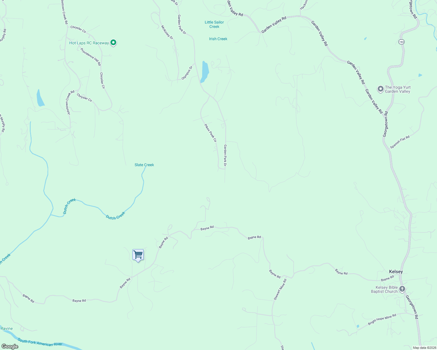 map of restaurants, bars, coffee shops, grocery stores, and more near 6459 Pikes Peak Circle in Garden Valley