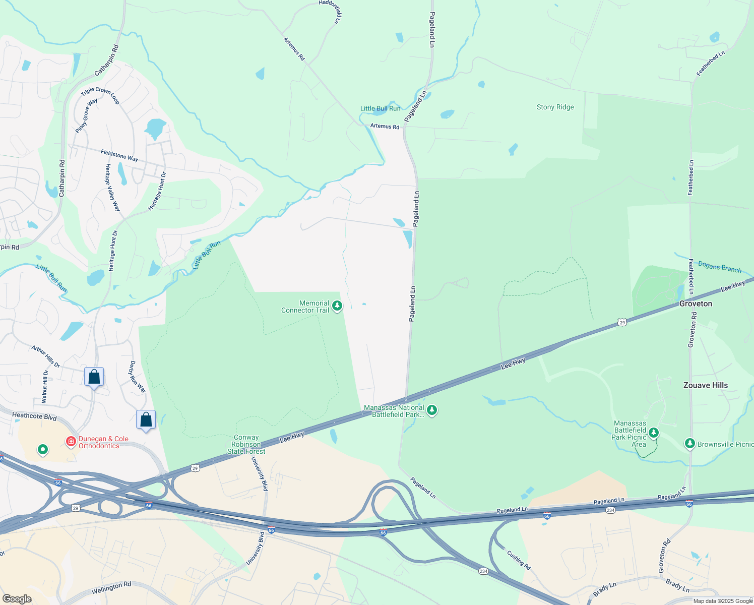 map of restaurants, bars, coffee shops, grocery stores, and more near 6708 Pageland Ln in Gainesville