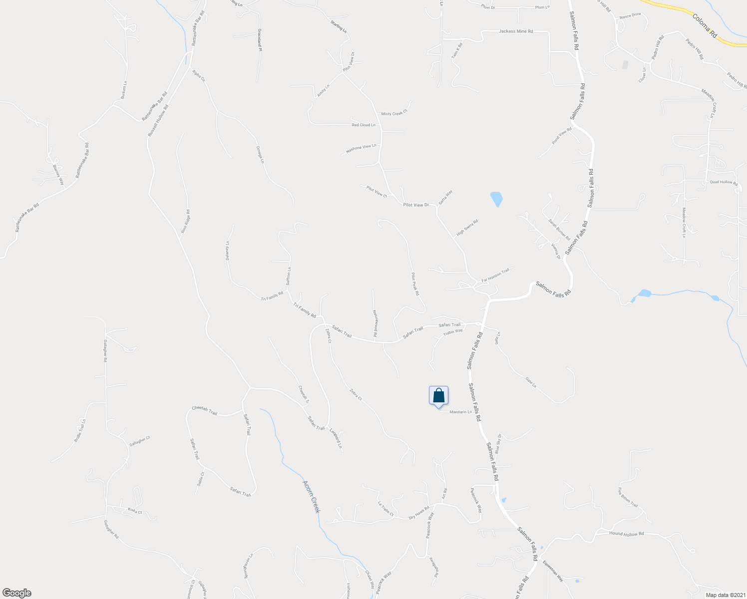 map of restaurants, bars, coffee shops, grocery stores, and more near 4019 Naturewood Road in Pilot Hill