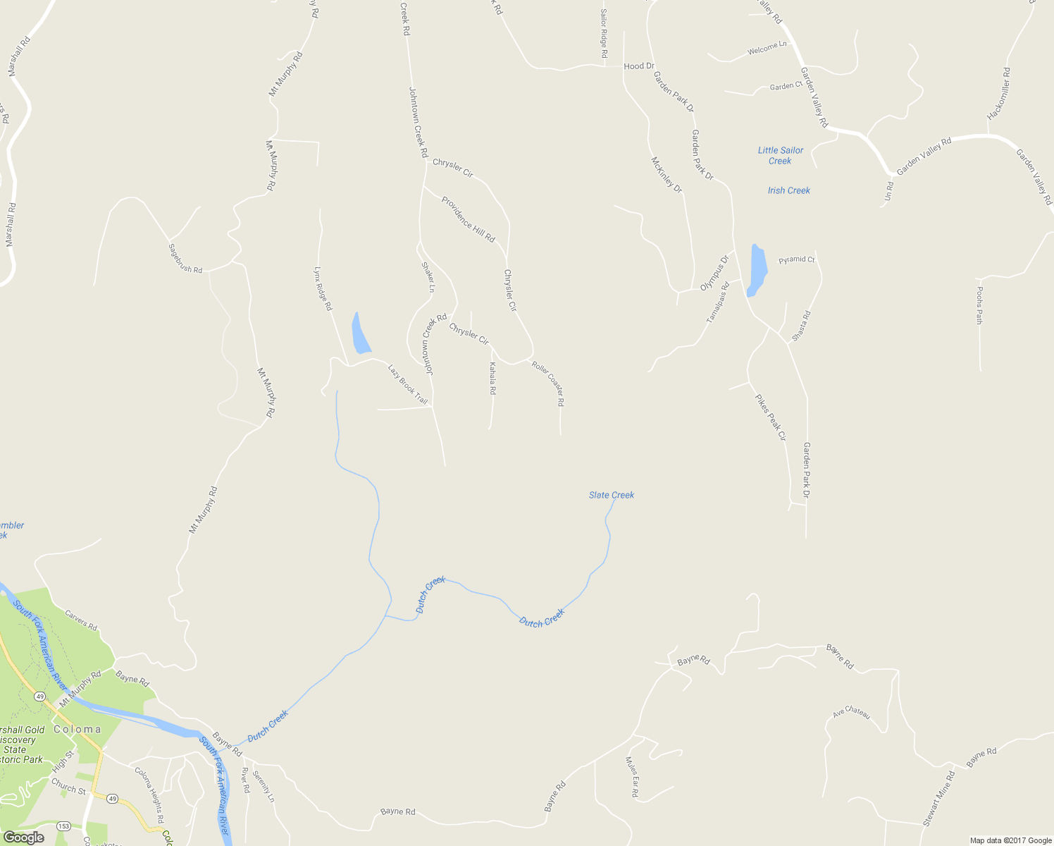 map of restaurants, bars, coffee shops, grocery stores, and more near 6310 Roller Coaster Road in Garden Valley