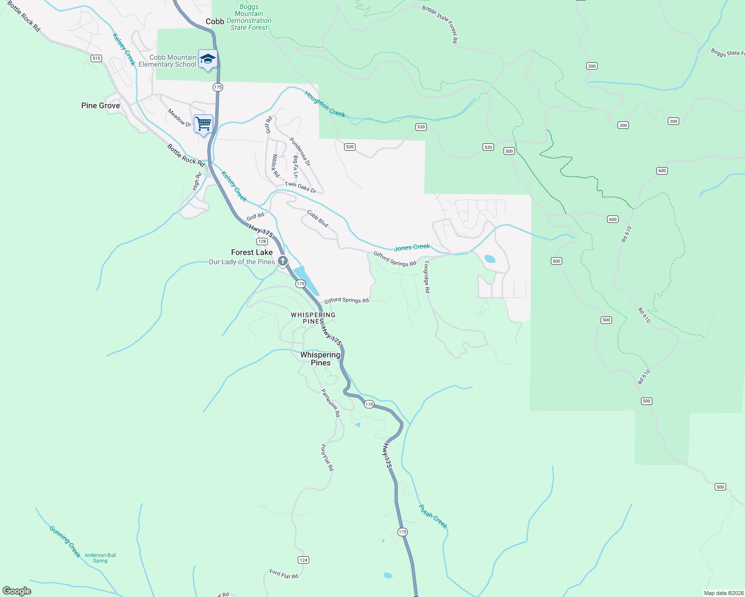 map of restaurants, bars, coffee shops, grocery stores, and more near 10705 Gifford Springs Road in Cobb