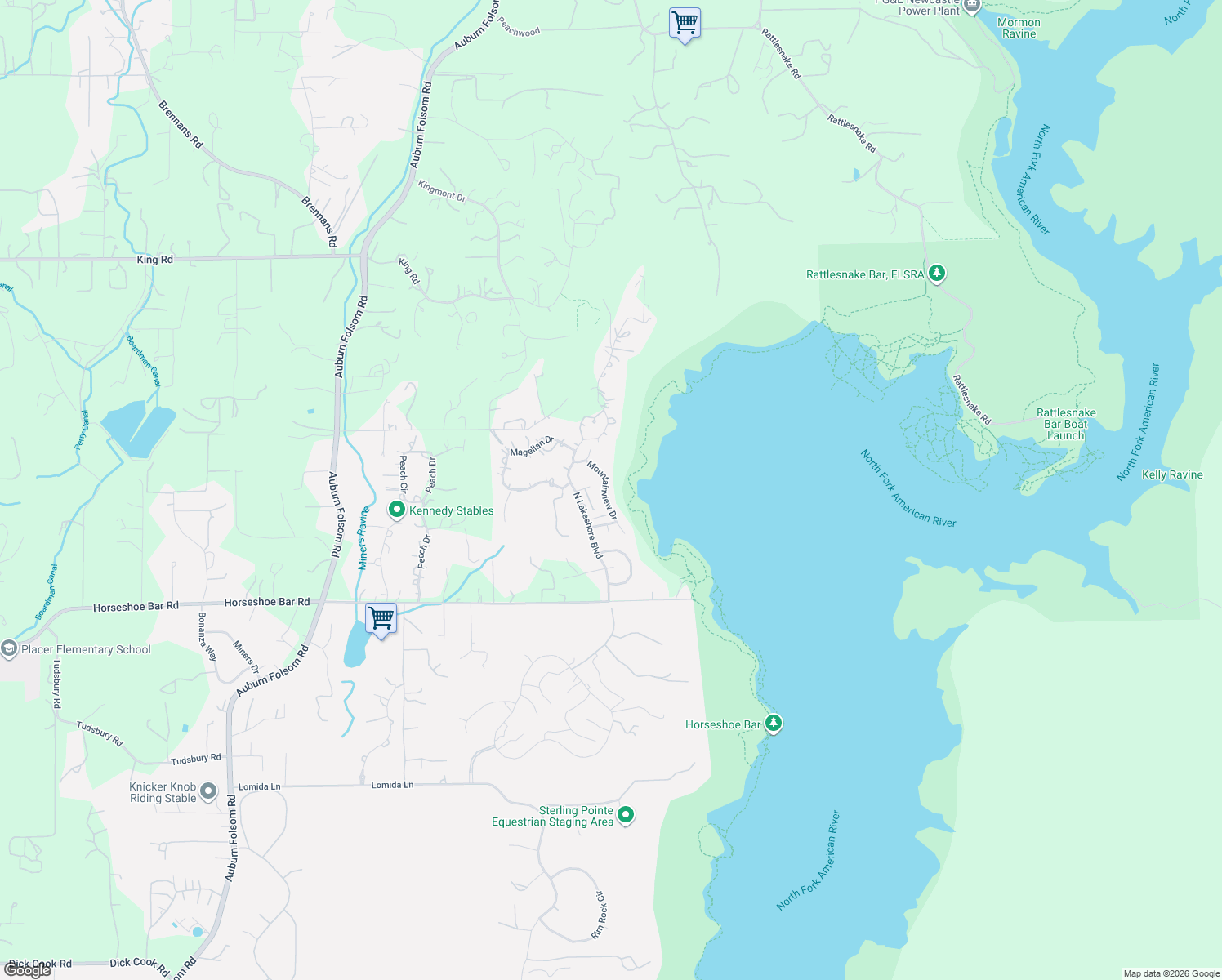 map of restaurants, bars, coffee shops, grocery stores, and more near 3783 Mountainview Drive in Loomis