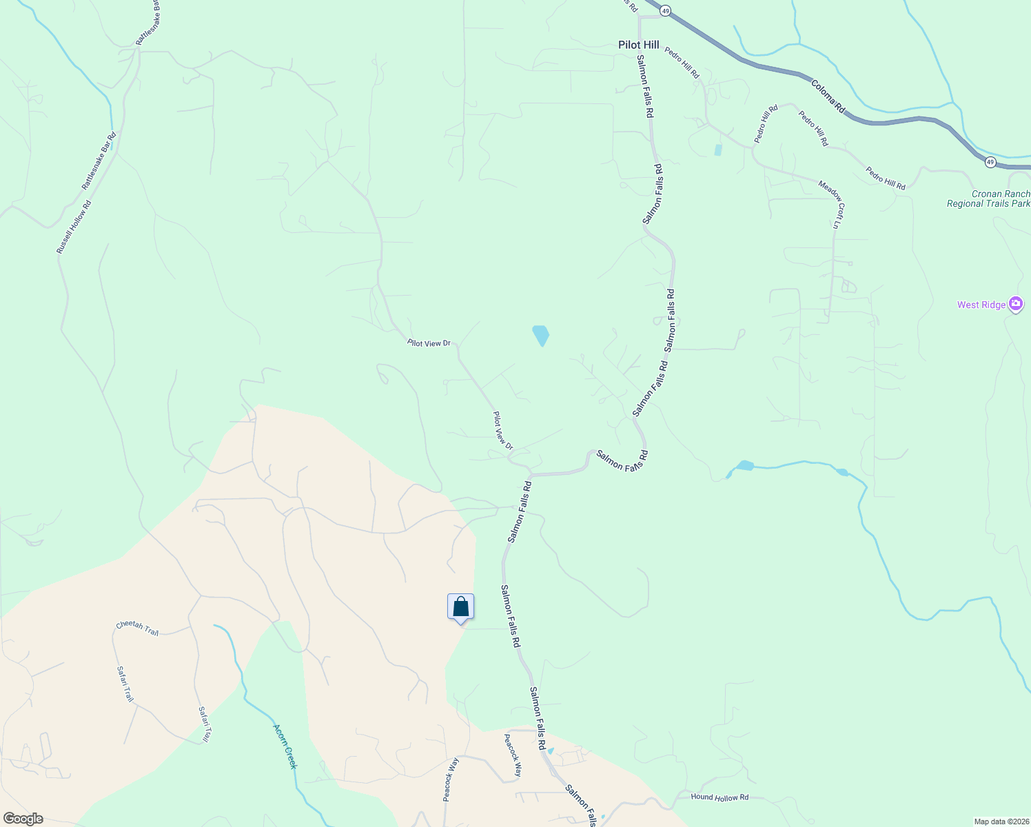 map of restaurants, bars, coffee shops, grocery stores, and more near 5330 Pilot View Drive in Pilot Hill