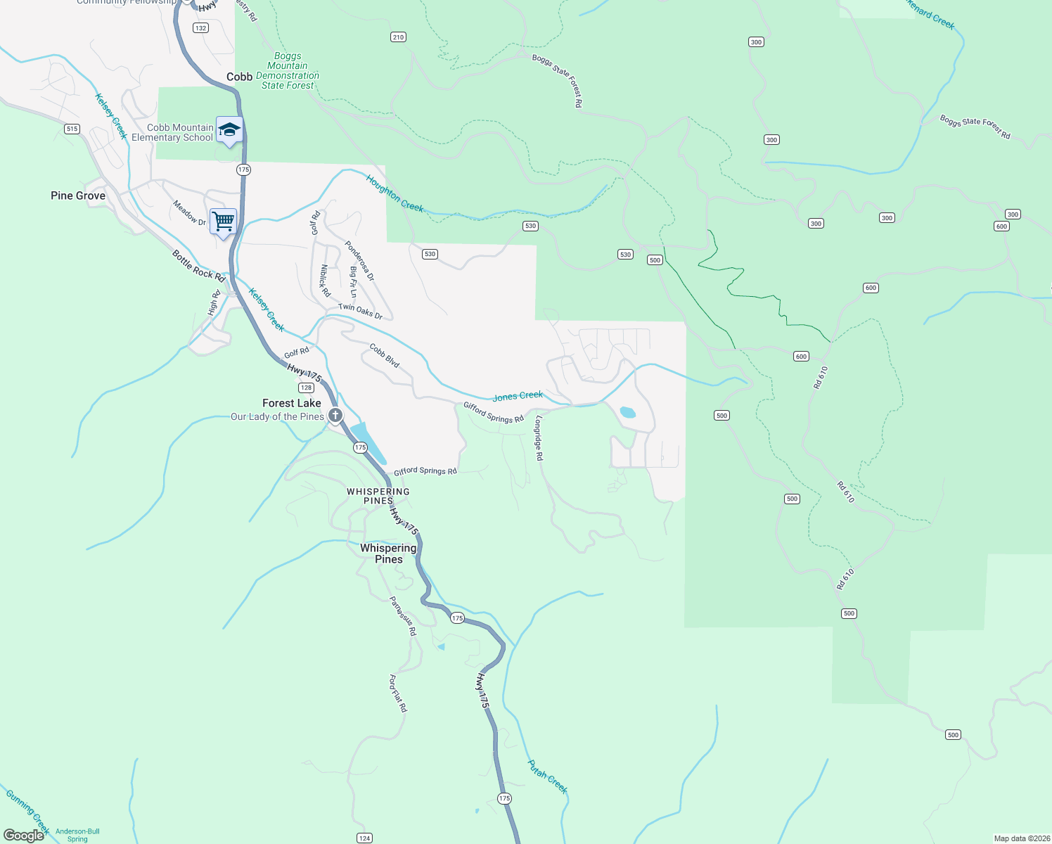 map of restaurants, bars, coffee shops, grocery stores, and more near 10981 Gifford Springs Road in Cobb