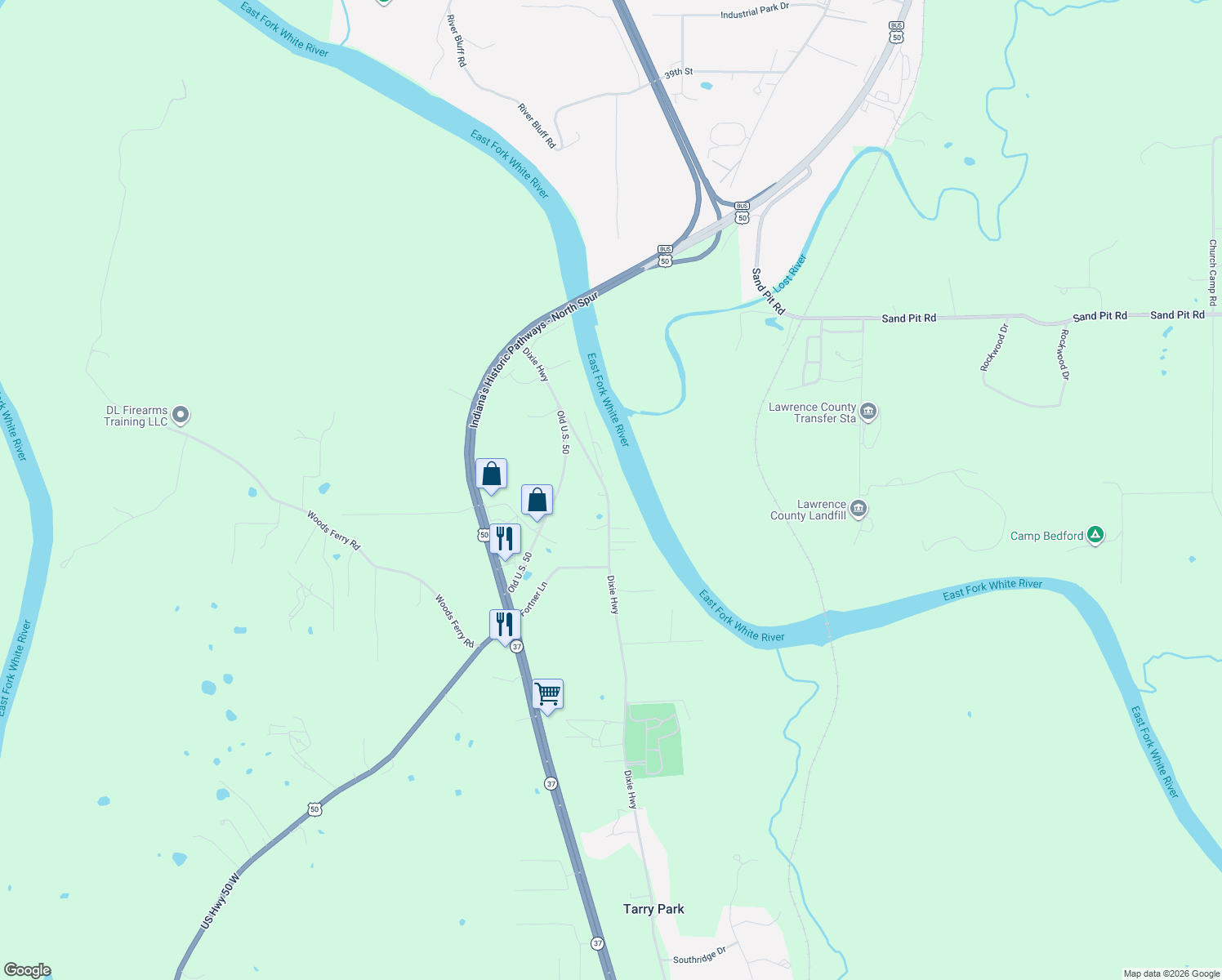 map of restaurants, bars, coffee shops, grocery stores, and more near 18 Old Turnpike Road in Bedford
