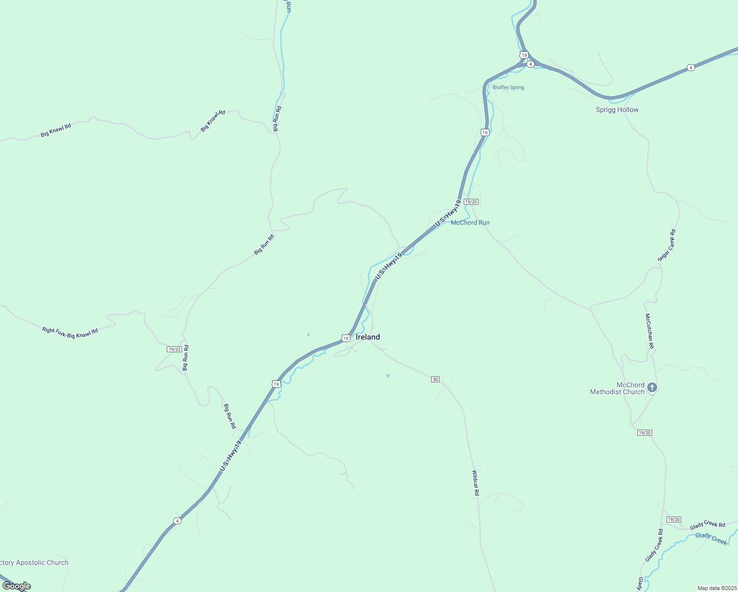 map of restaurants, bars, coffee shops, grocery stores, and more near 21517 U.S. 19 in Ireland