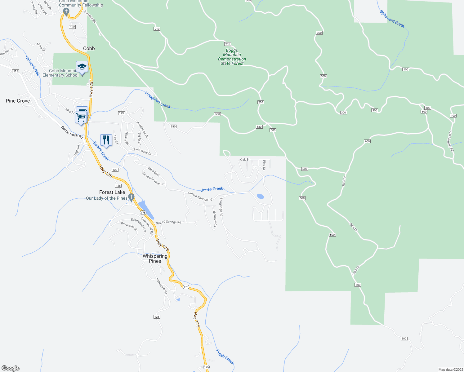 map of restaurants, bars, coffee shops, grocery stores, and more near 16789 Starview Loop in Cobb