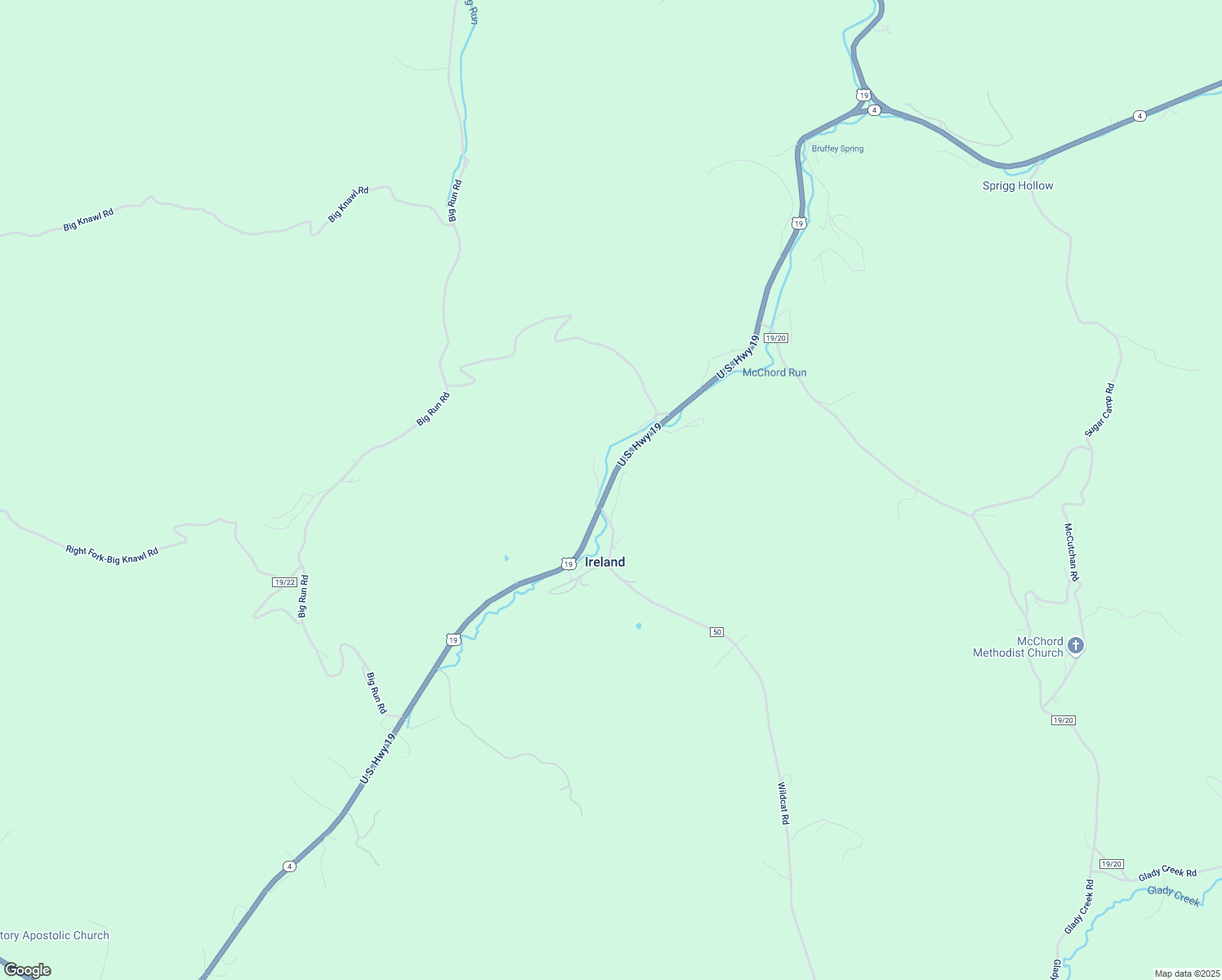 map of restaurants, bars, coffee shops, grocery stores, and more near 21517 U.S. 19 in Ireland