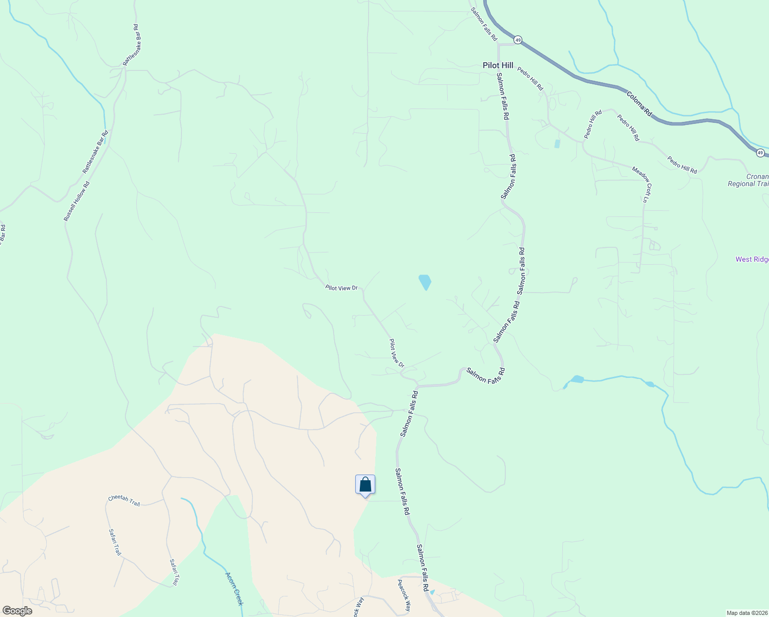 map of restaurants, bars, coffee shops, grocery stores, and more near 5541 High Sierra Road in Pilot Hill