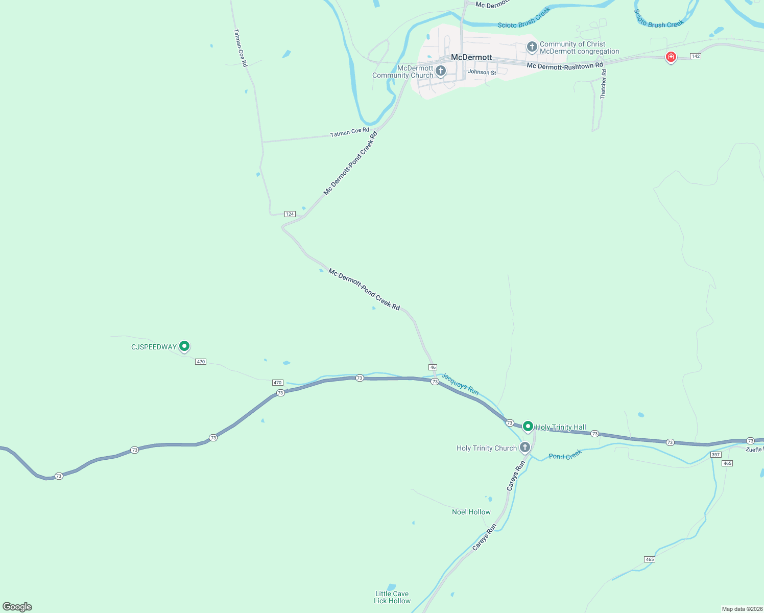 map of restaurants, bars, coffee shops, grocery stores, and more near 461 Mc Dermott-Pond Creek Road in McDermott