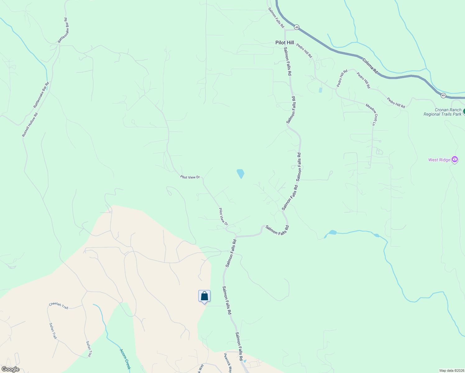 map of restaurants, bars, coffee shops, grocery stores, and more near 5560 High Sierra Road in Pilot Hill