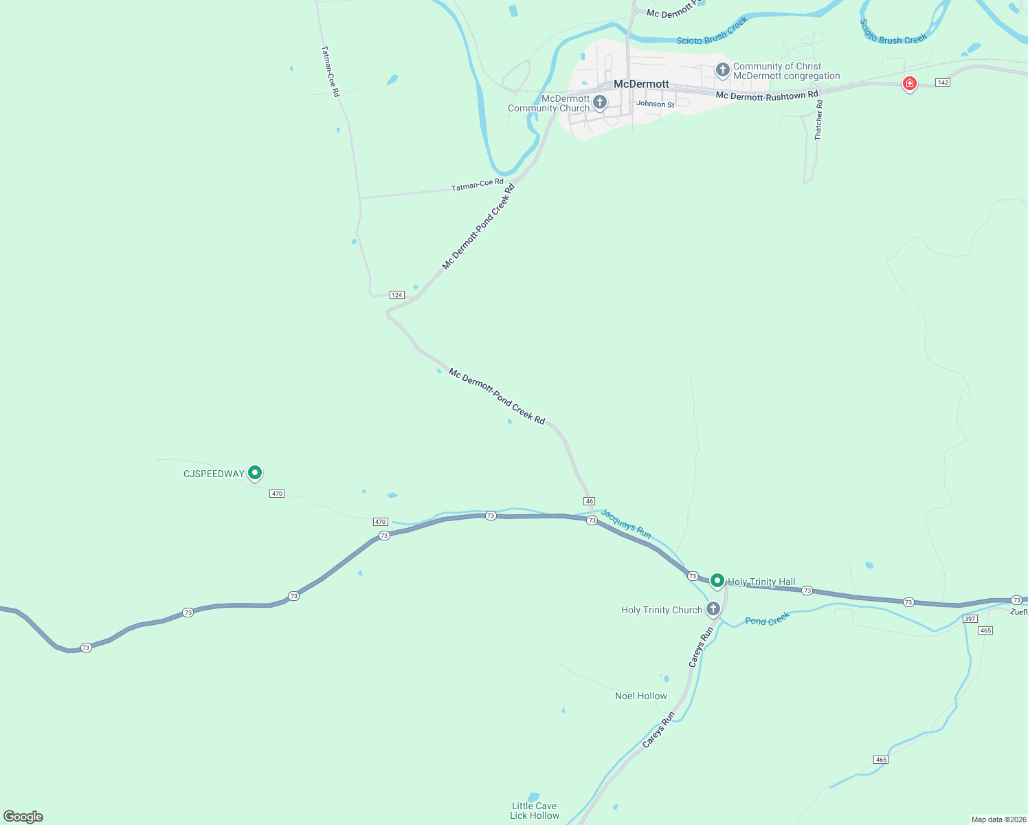 map of restaurants, bars, coffee shops, grocery stores, and more near 461 Mc Dermott-Pond Creek Road in McDermott