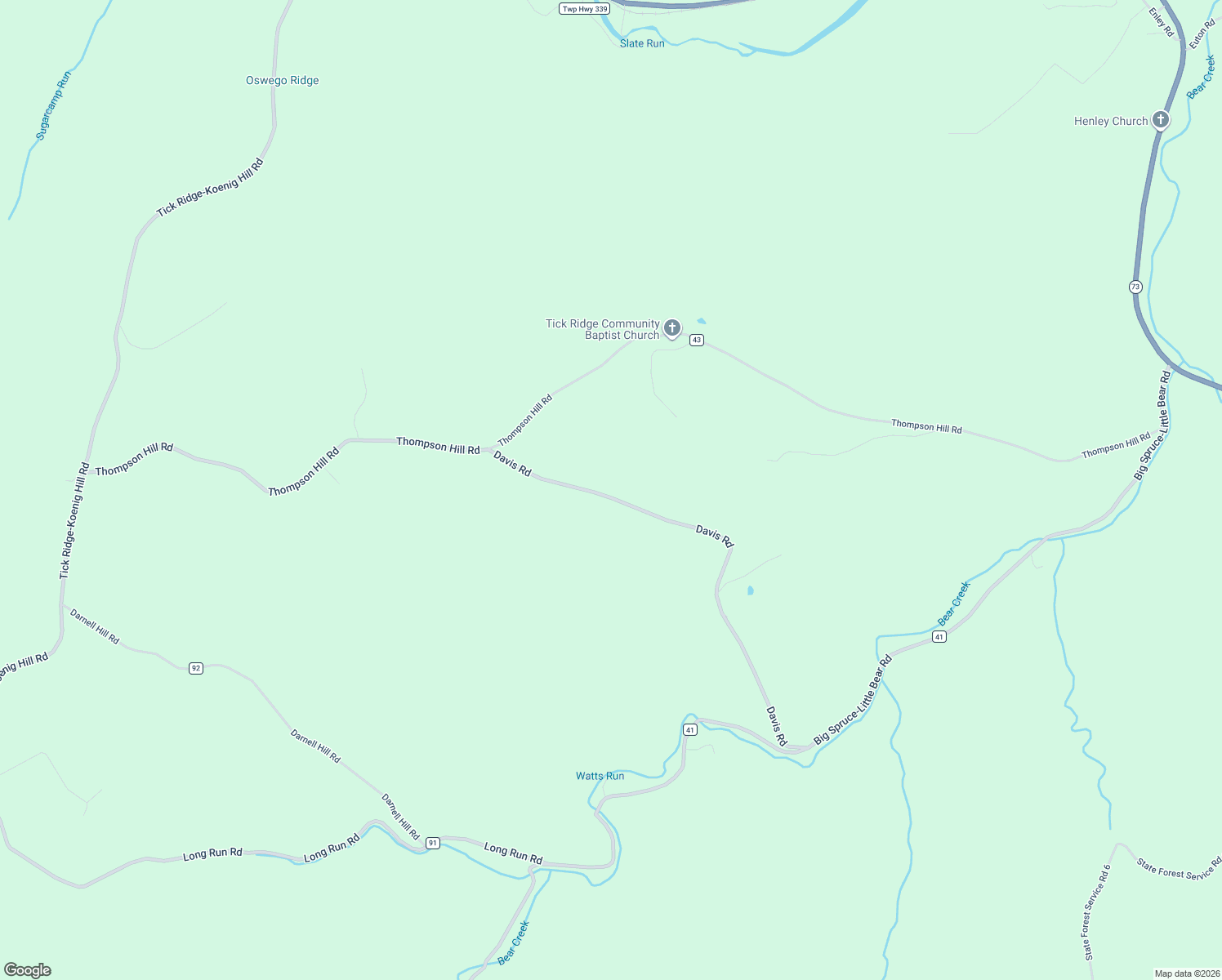 map of restaurants, bars, coffee shops, grocery stores, and more near 349 Davis Road in Otway