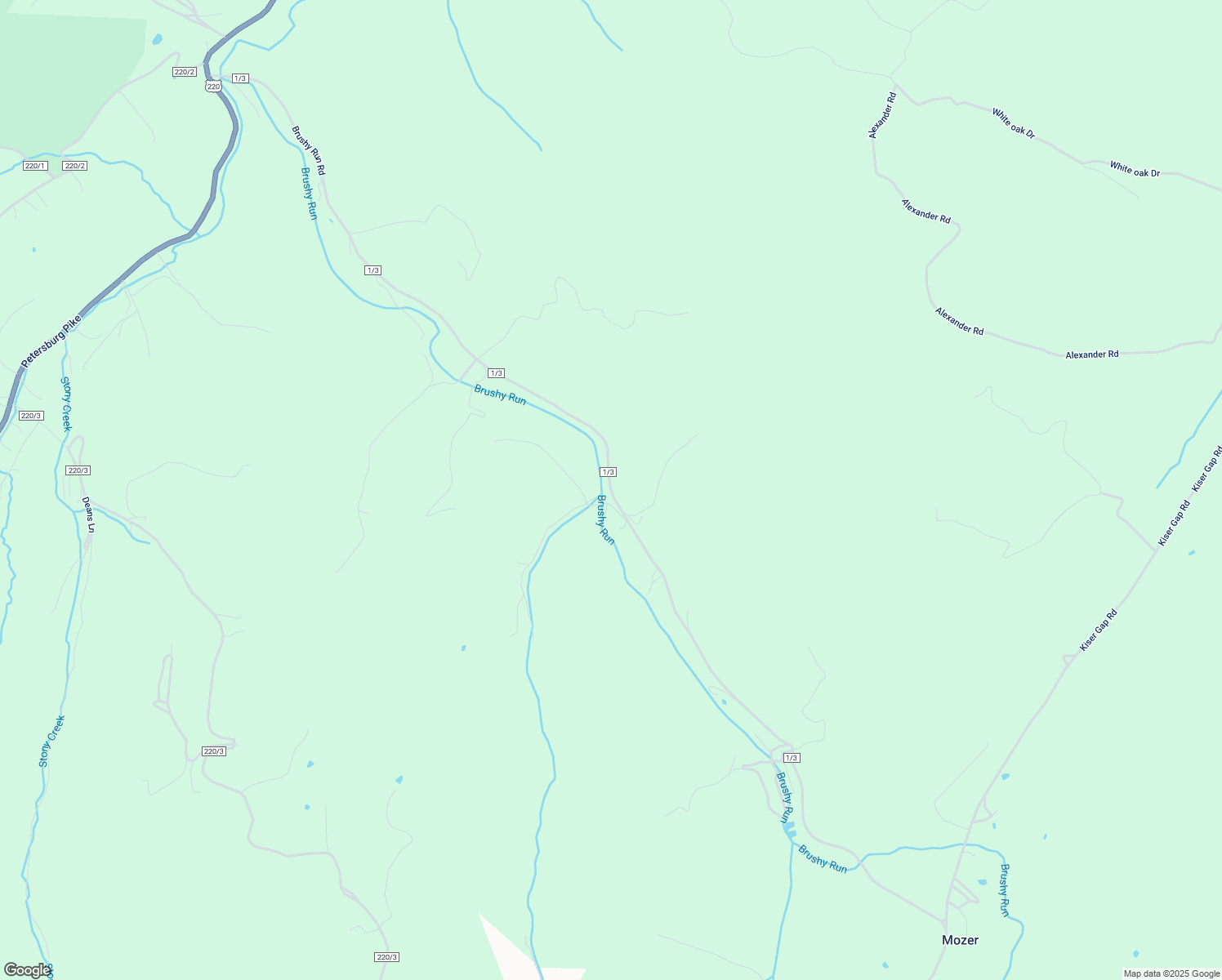 map of restaurants, bars, coffee shops, grocery stores, and more near Brushy Run Road in Upper Tract