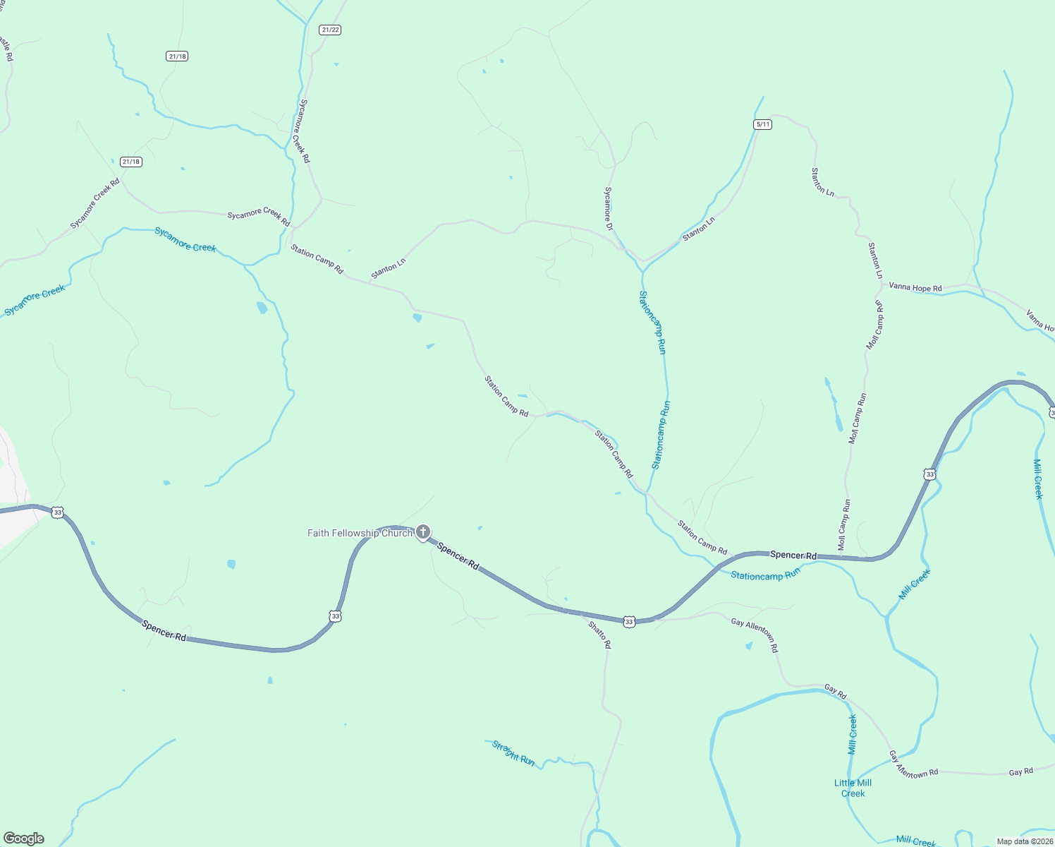 map of restaurants, bars, coffee shops, grocery stores, and more near 814 Station Camp Road in Ripley
