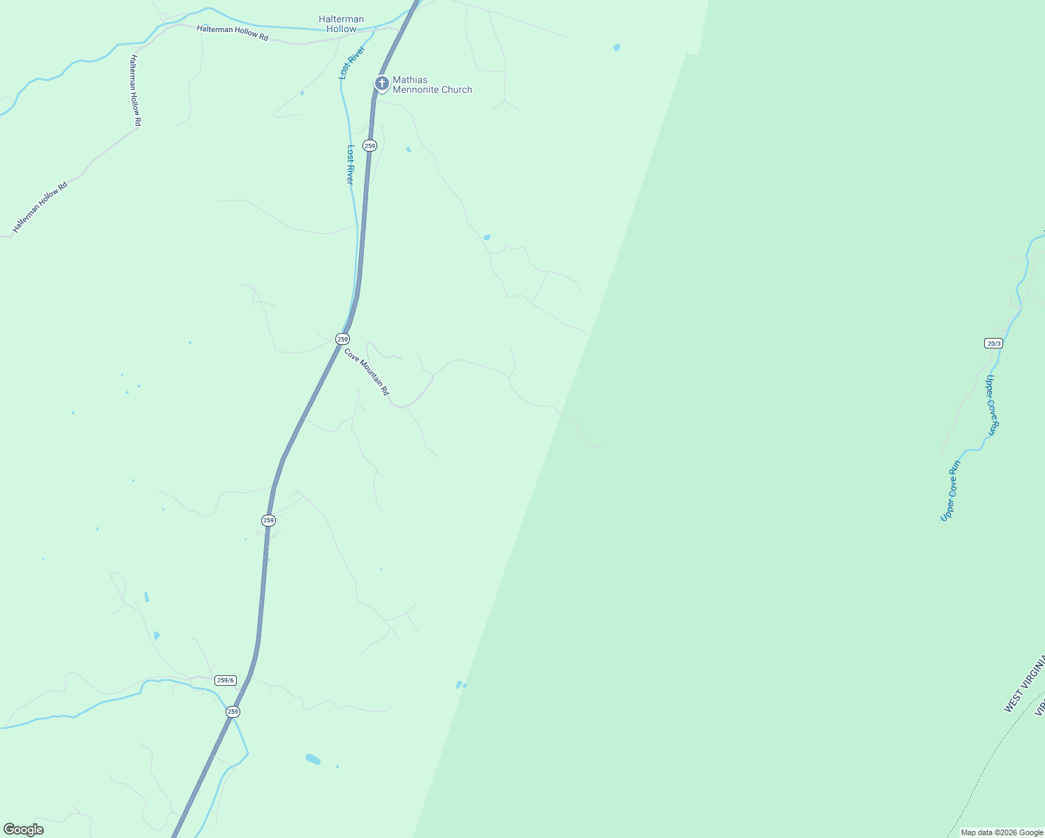 map of restaurants, bars, coffee shops, grocery stores, and more near 70 Cove Mountain Road in Mathias