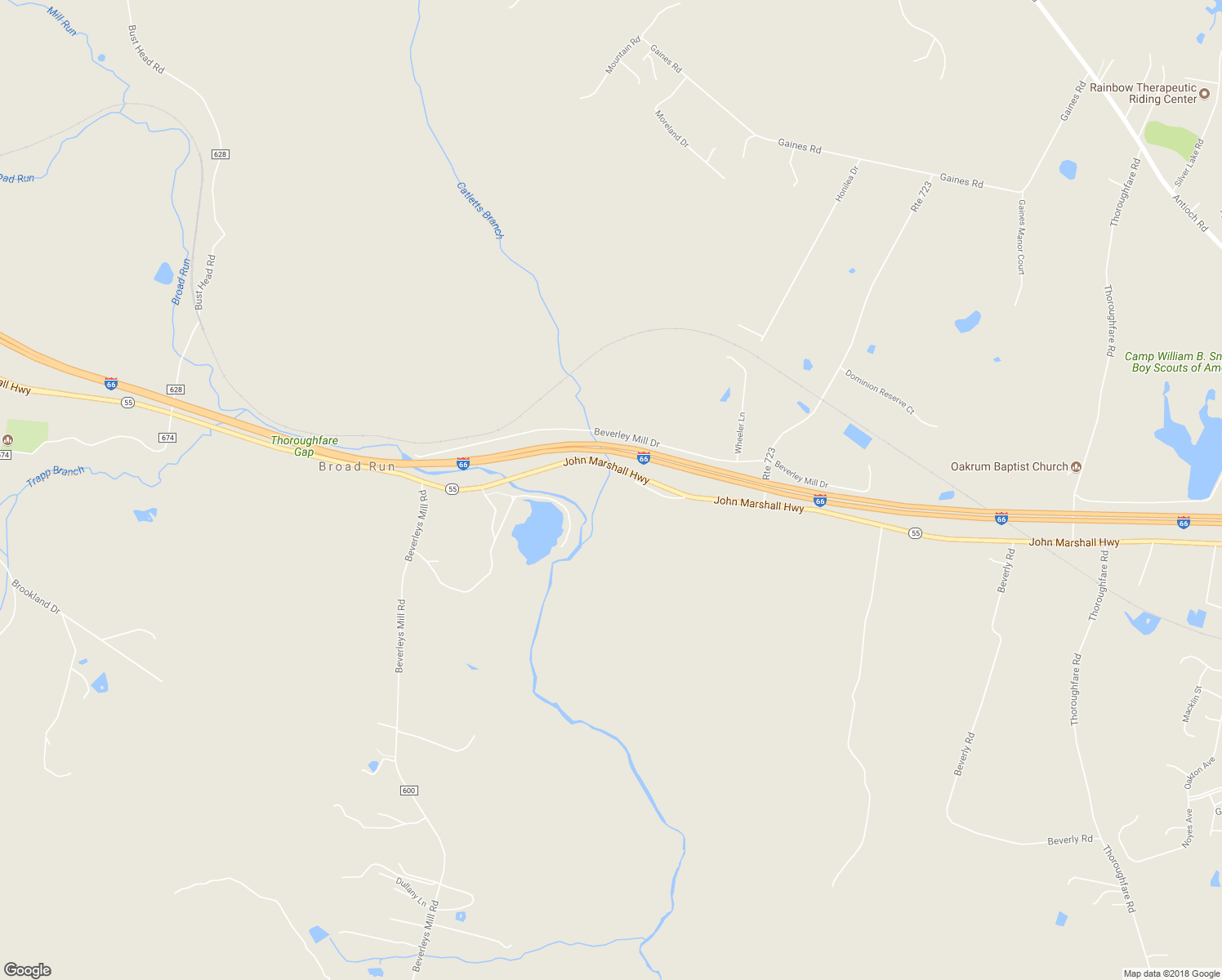 map of restaurants, bars, coffee shops, grocery stores, and more near 17109 John Marshall Highway in Broad Run