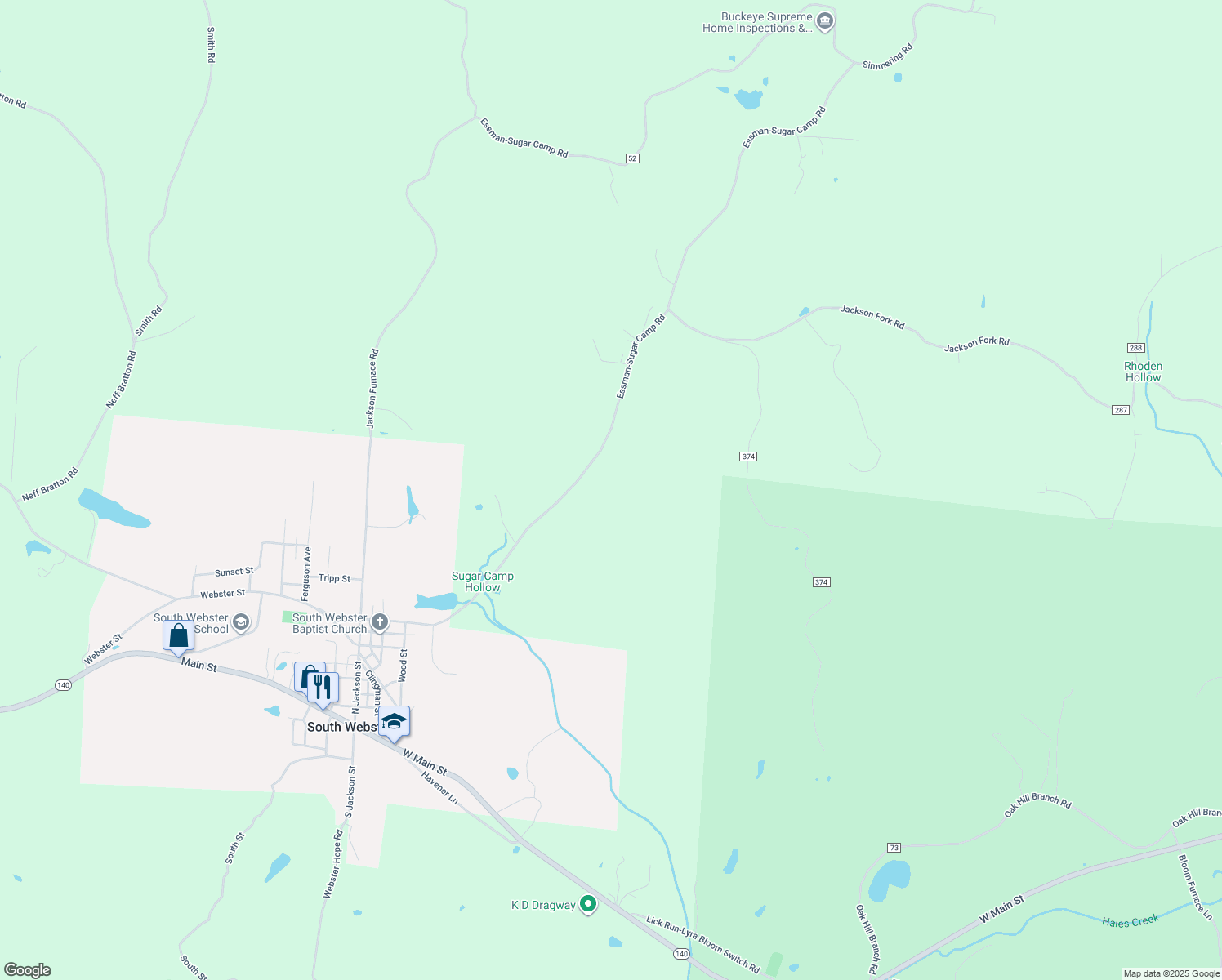 map of restaurants, bars, coffee shops, grocery stores, and more near in South Webster