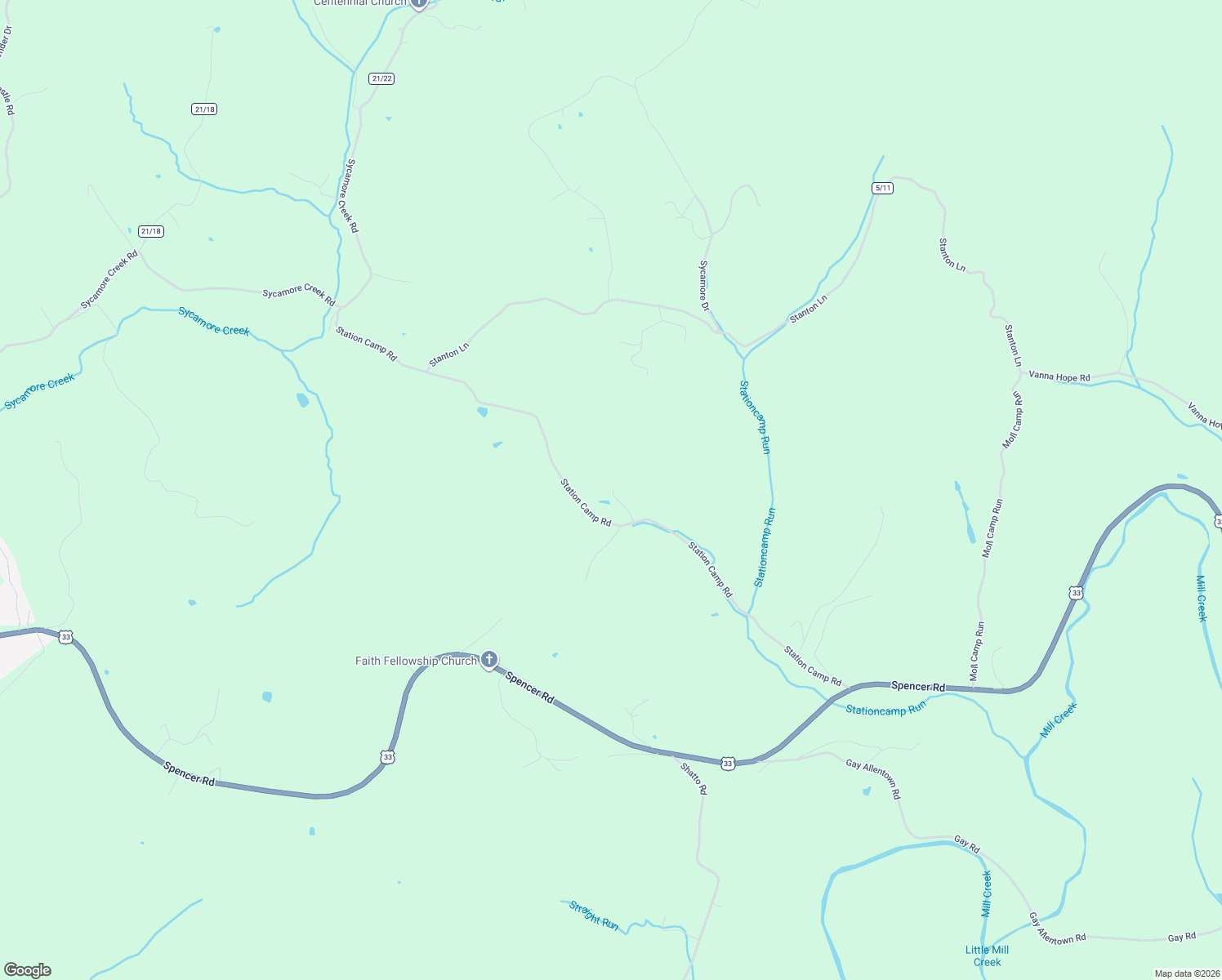 map of restaurants, bars, coffee shops, grocery stores, and more near 814 Station Camp Road in LeRoy