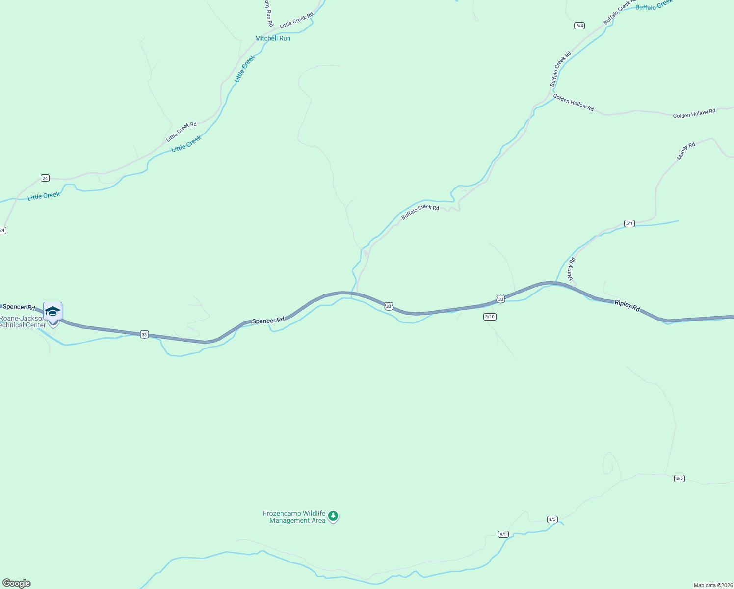 map of restaurants, bars, coffee shops, grocery stores, and more near 1093 Spencer Road in Ripley