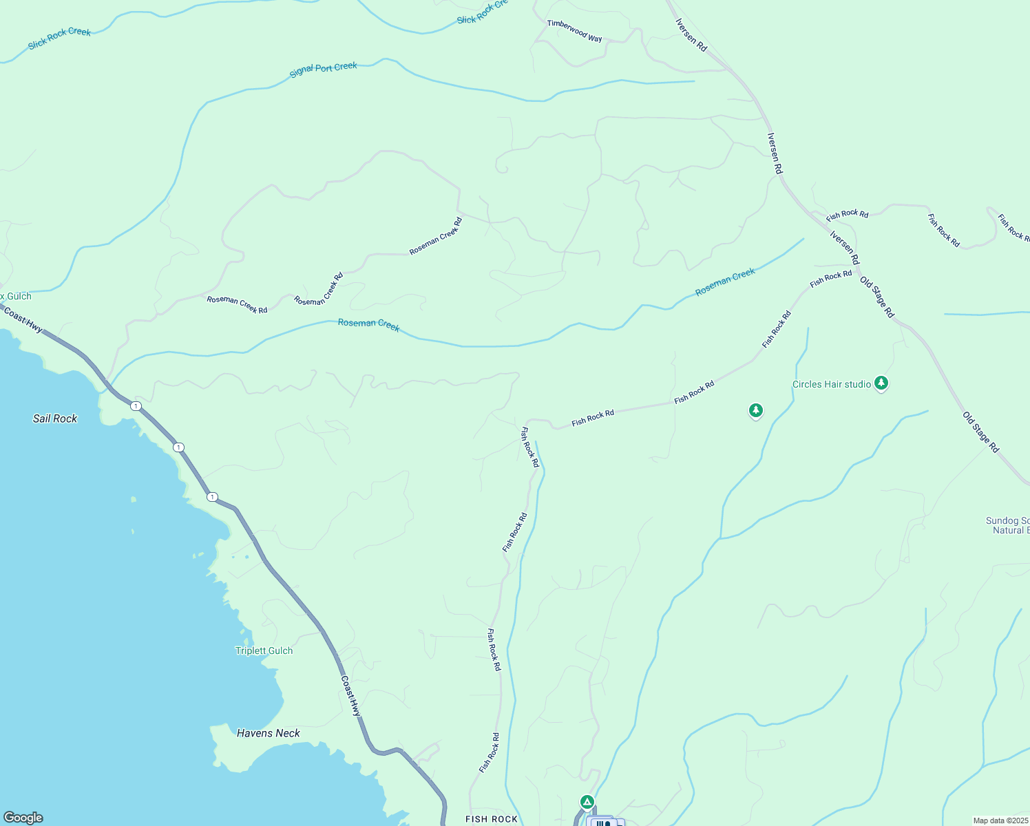map of restaurants, bars, coffee shops, grocery stores, and more near 34990 Rhododendron Road in Mendocino County