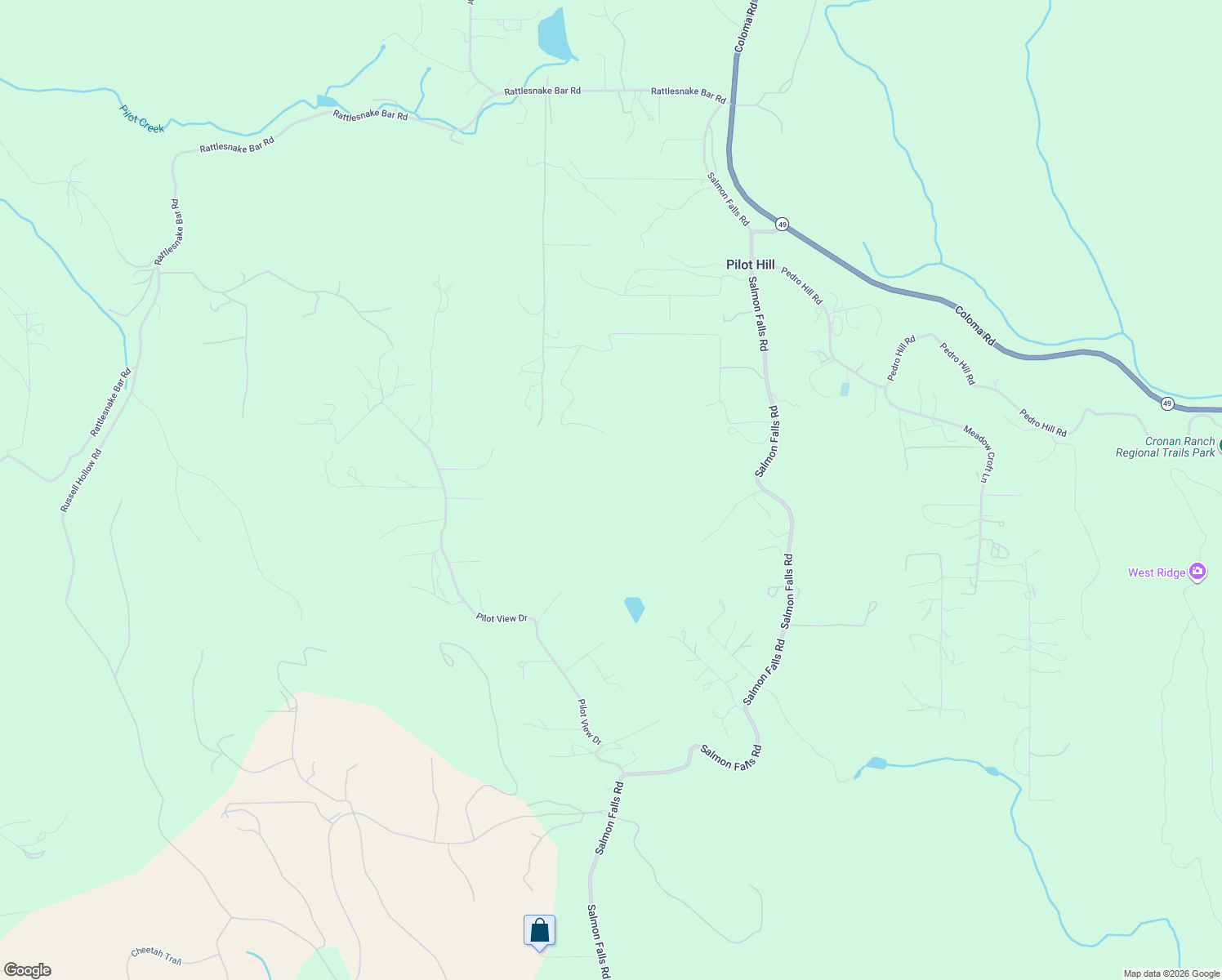 map of restaurants, bars, coffee shops, grocery stores, and more near 4822 Salmon Falls Road in Pilot Hill