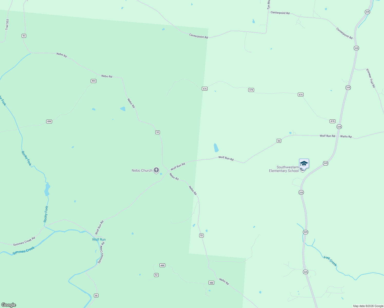 map of restaurants, bars, coffee shops, grocery stores, and more near 1354 Wolf Run Road in Patriot